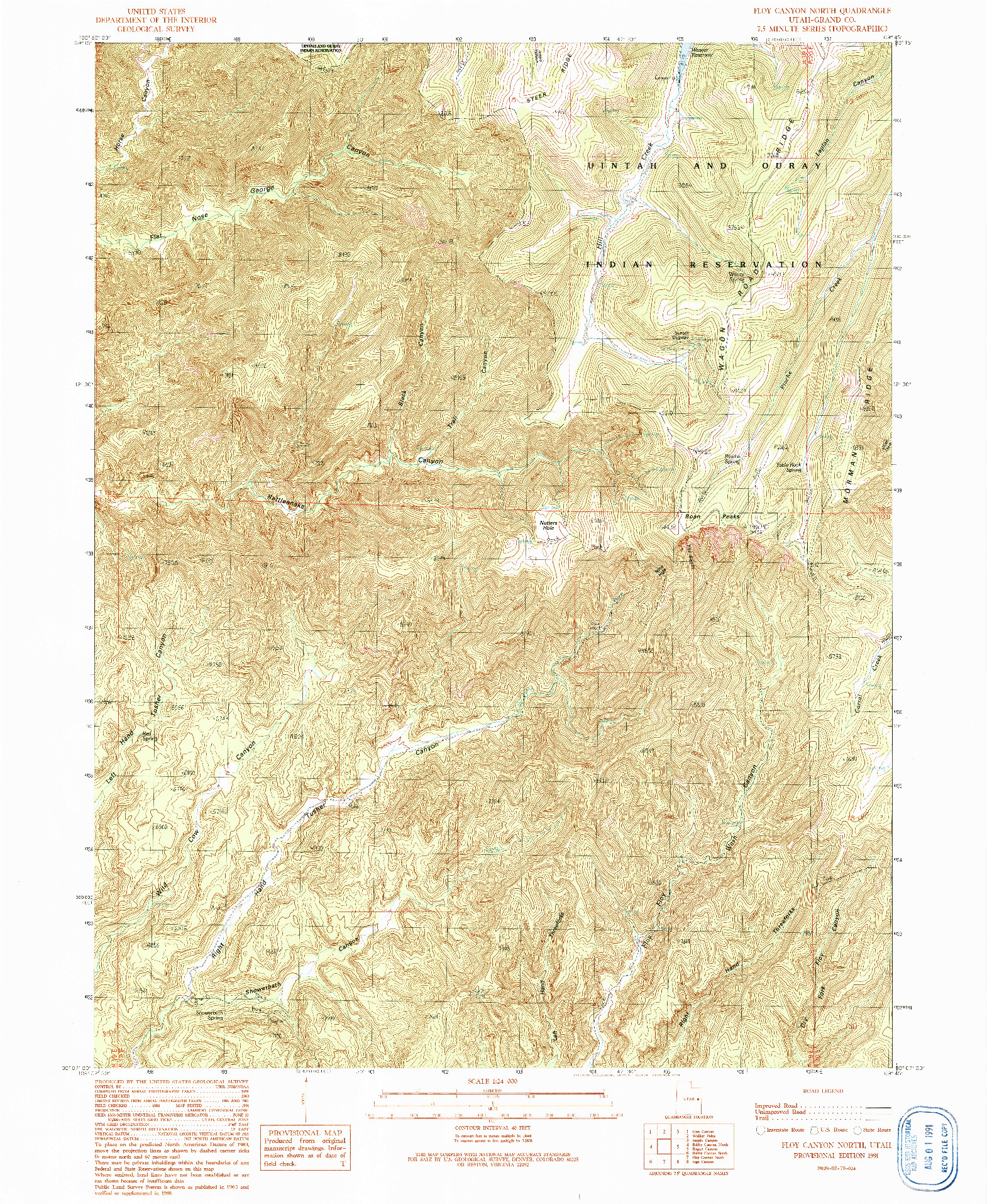 USGS 1:24000-SCALE QUADRANGLE FOR FLOY CANYON NORTH, UT 1991