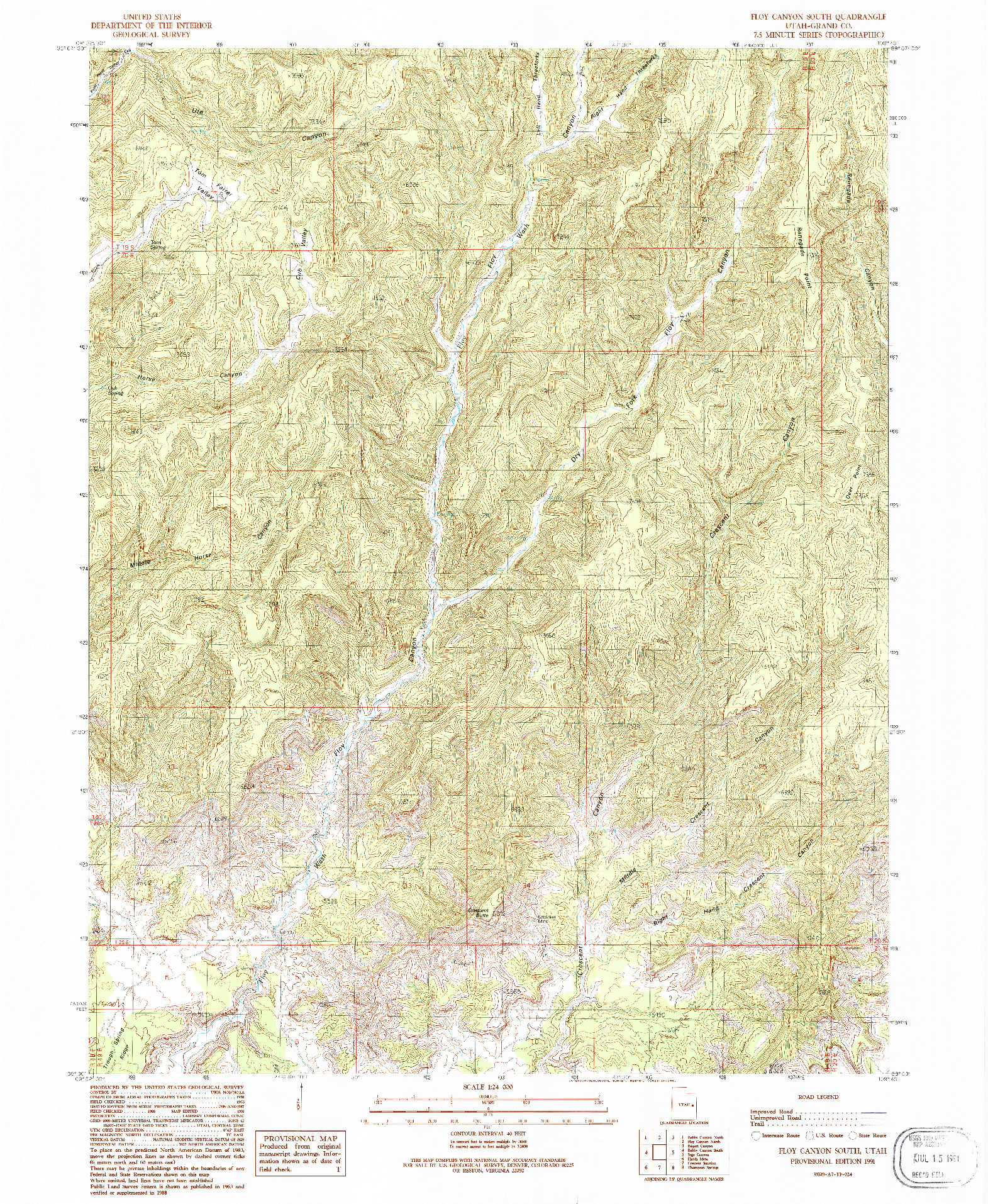 USGS 1:24000-SCALE QUADRANGLE FOR FLOY CANYON SOUTH, UT 1991