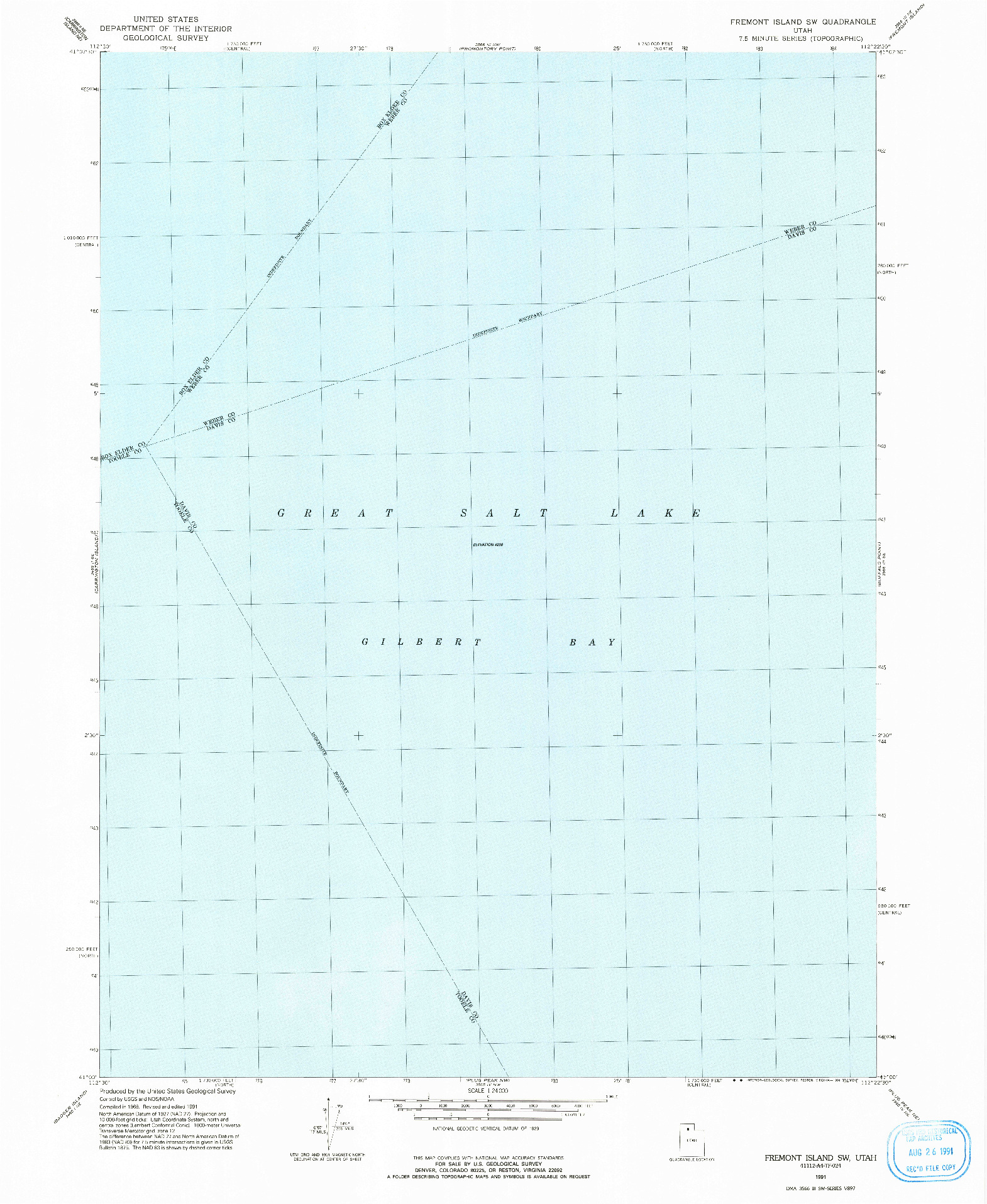 USGS 1:24000-SCALE QUADRANGLE FOR FREMONT ISLAND SW, UT 1991