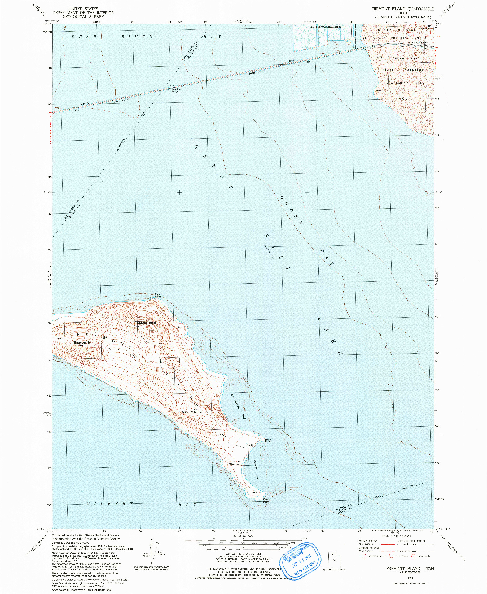 USGS 1:24000-SCALE QUADRANGLE FOR FREMONT ISLAND, UT 1991