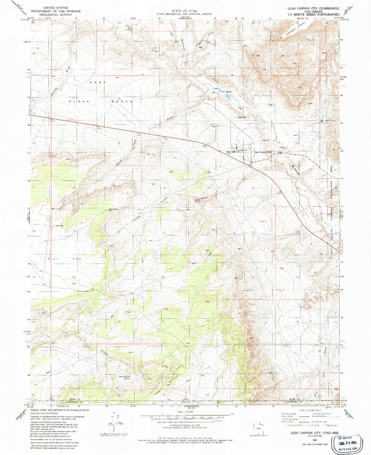 USGS 1:24000-SCALE QUADRANGLE FOR GLEN CANYON CITY, UT 1981