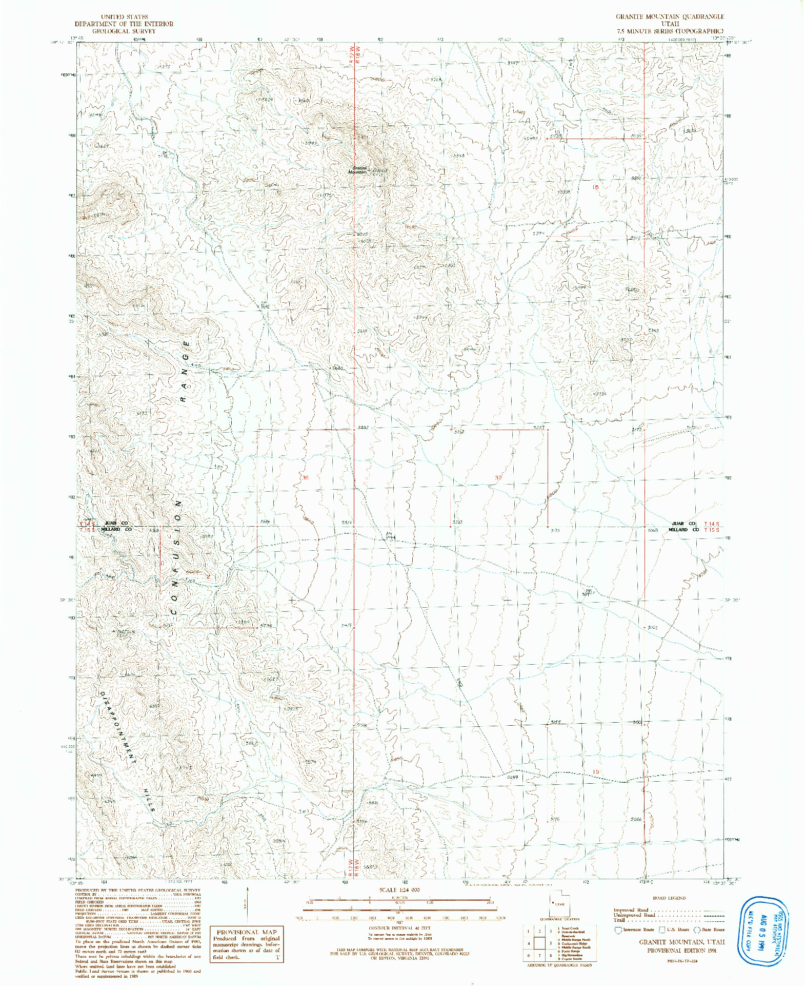 USGS 1:24000-SCALE QUADRANGLE FOR GRANITE MOUNTAIN, UT 1991