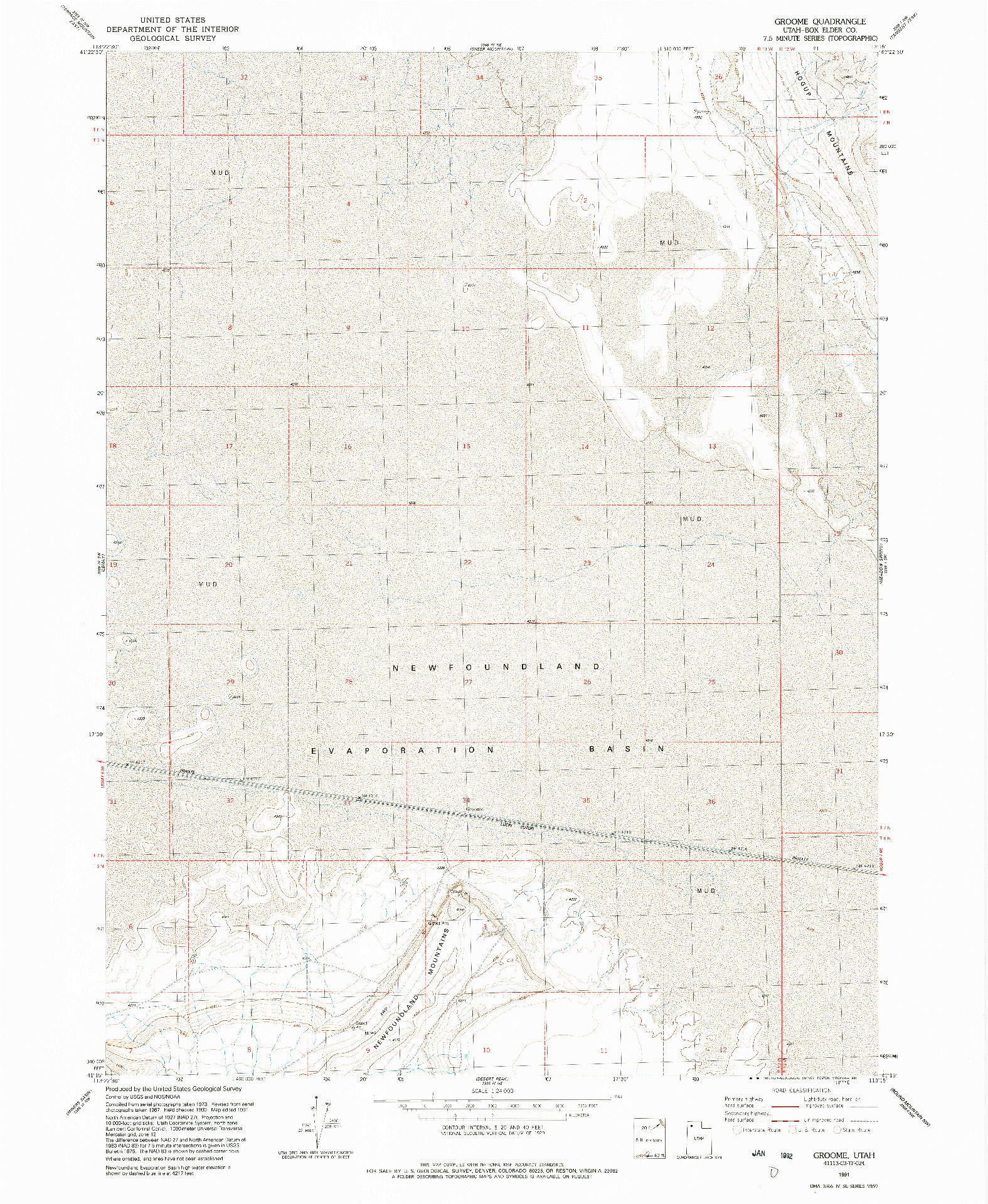 USGS 1:24000-SCALE QUADRANGLE FOR GROOME, UT 1991