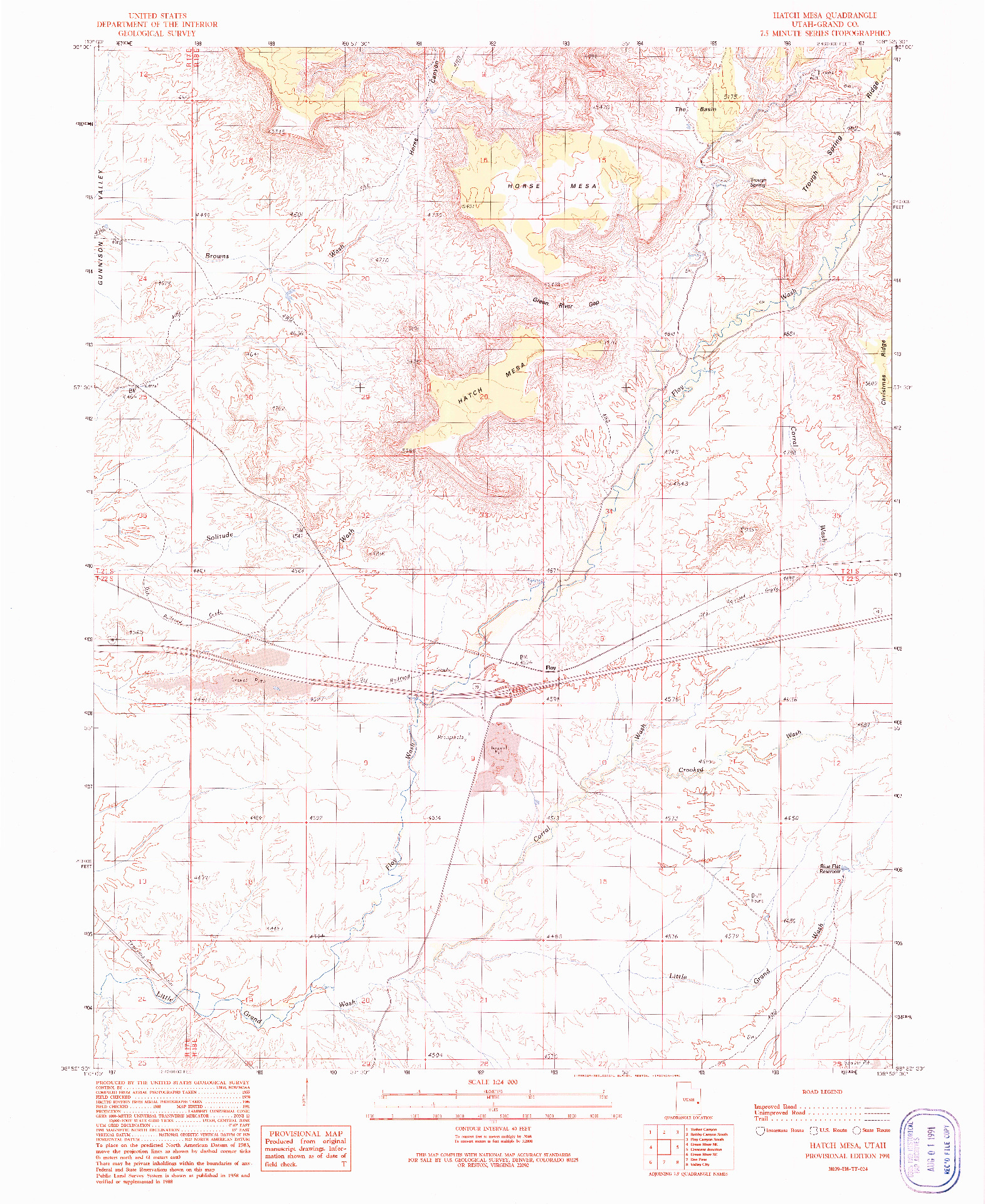 USGS 1:24000-SCALE QUADRANGLE FOR HATCH MESA, UT 1991