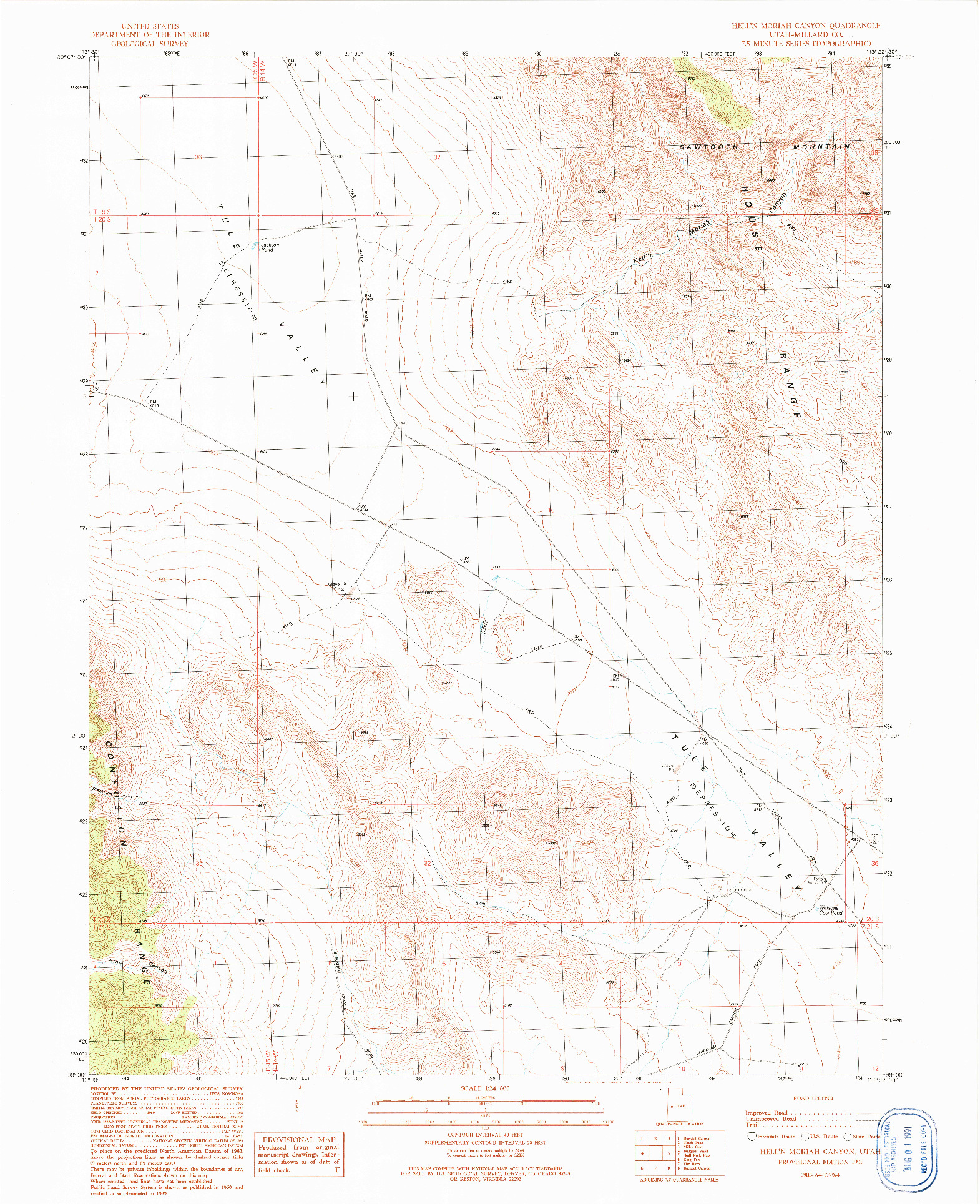 USGS 1:24000-SCALE QUADRANGLE FOR HELL'N MORIAH CANYON, UT 1991
