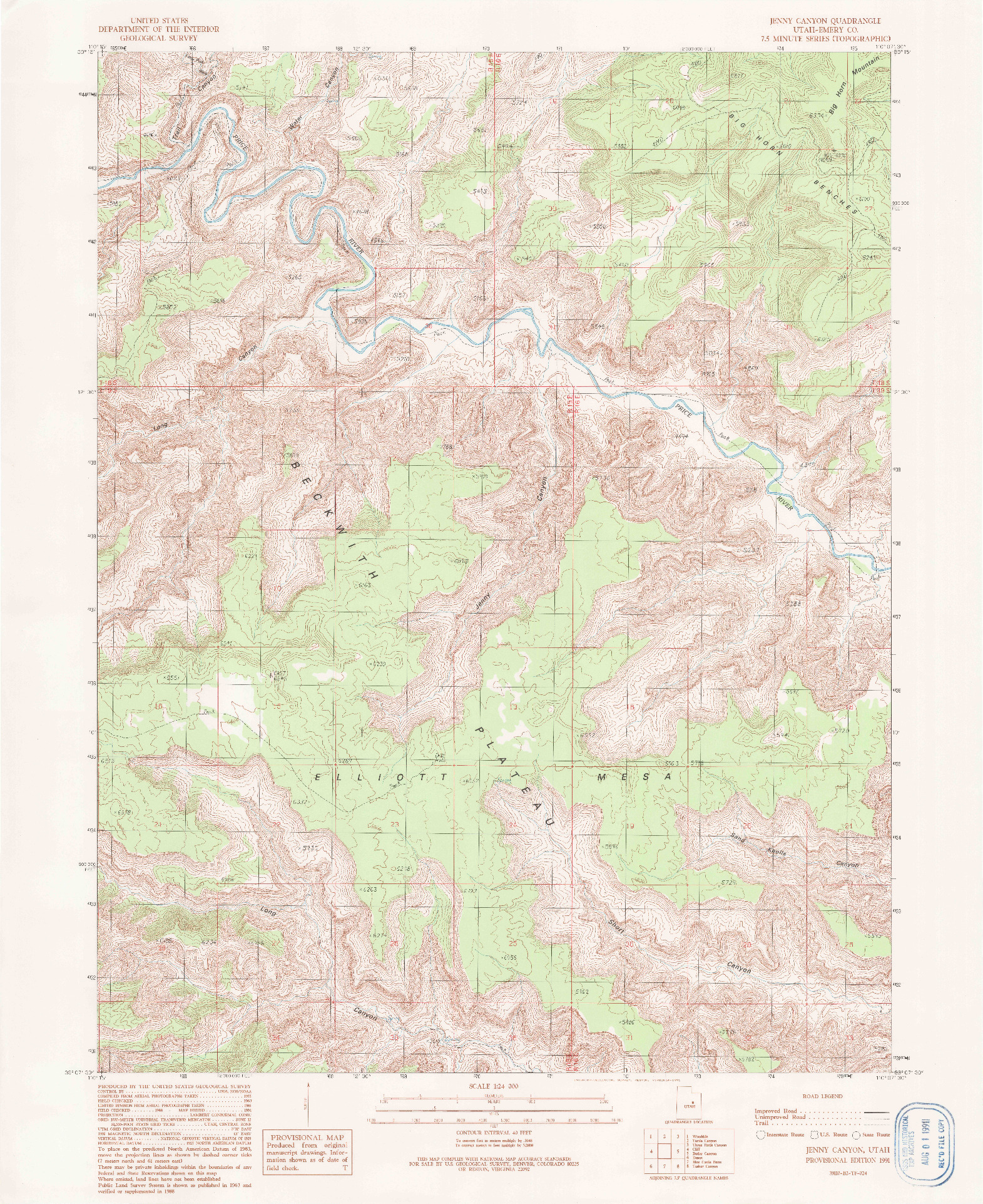 USGS 1:24000-SCALE QUADRANGLE FOR JENNY CANYON, UT 1991