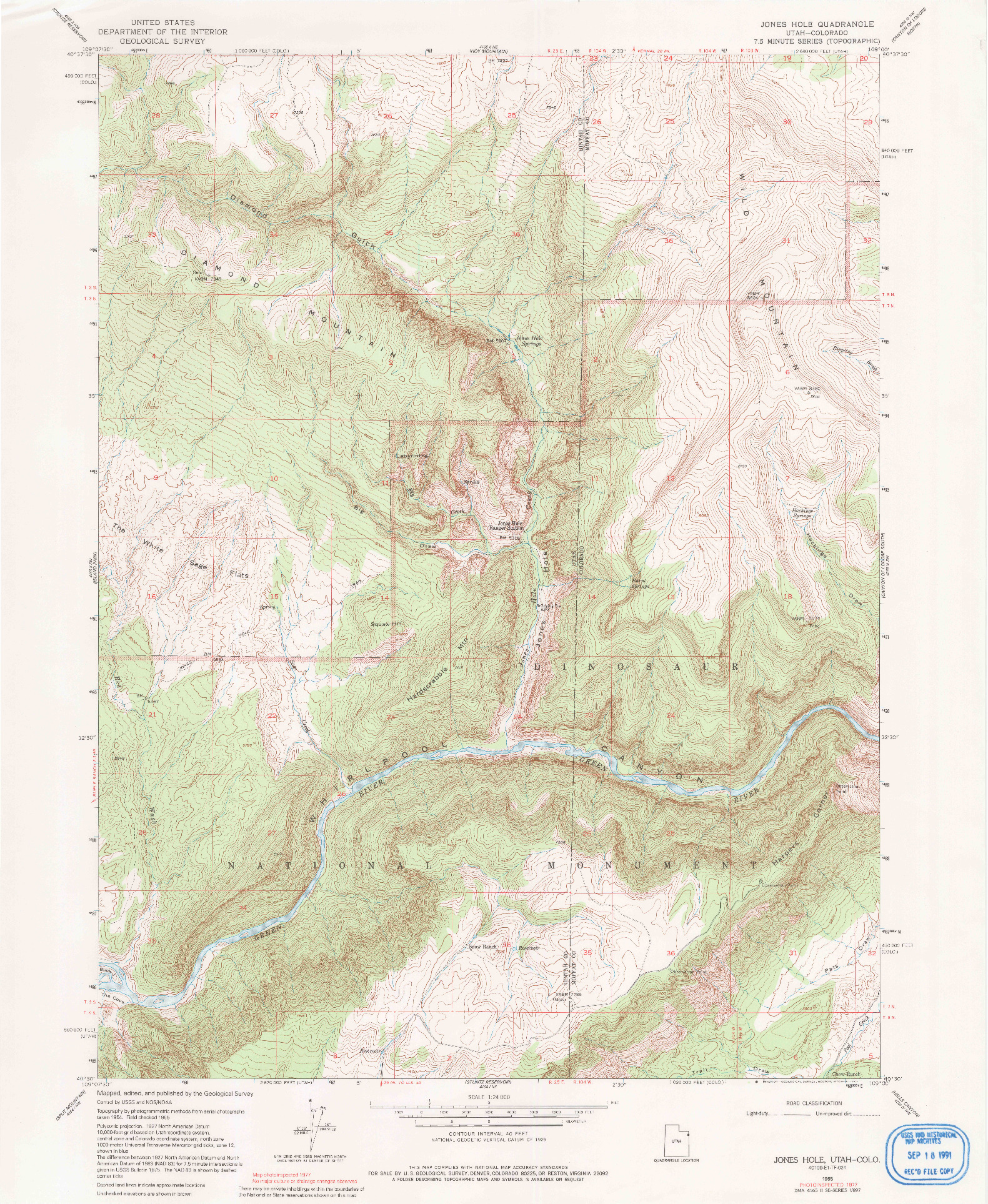 USGS 1:24000-SCALE QUADRANGLE FOR JONES HOLE, UT 1955
