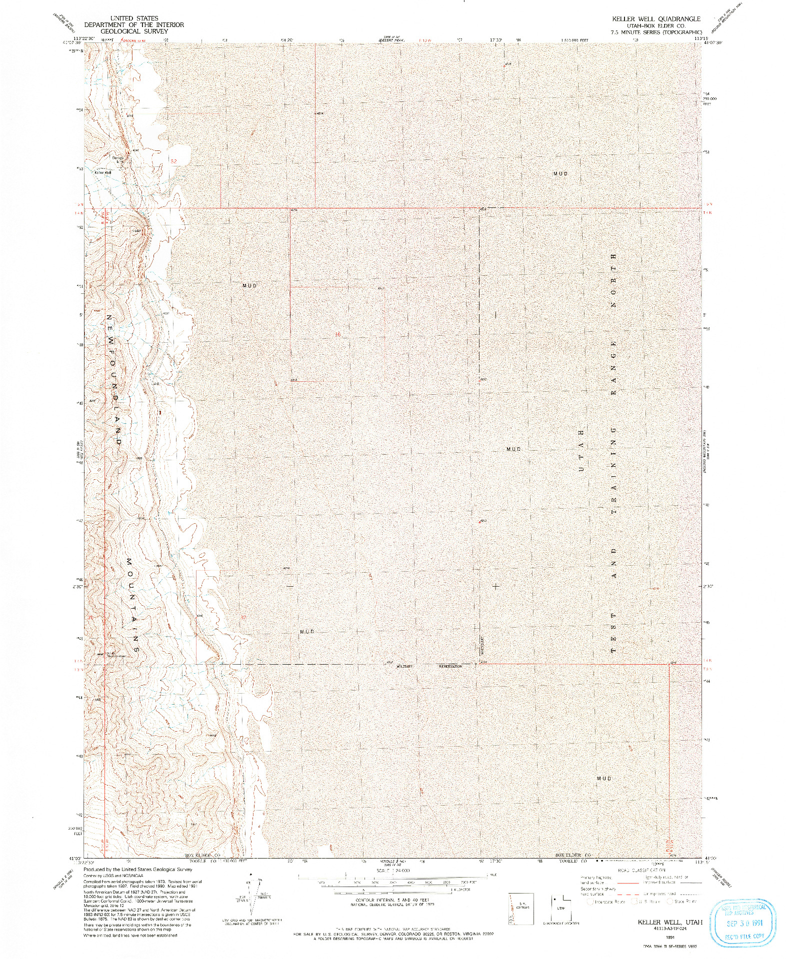 USGS 1:24000-SCALE QUADRANGLE FOR KELLER WELL, UT 1991