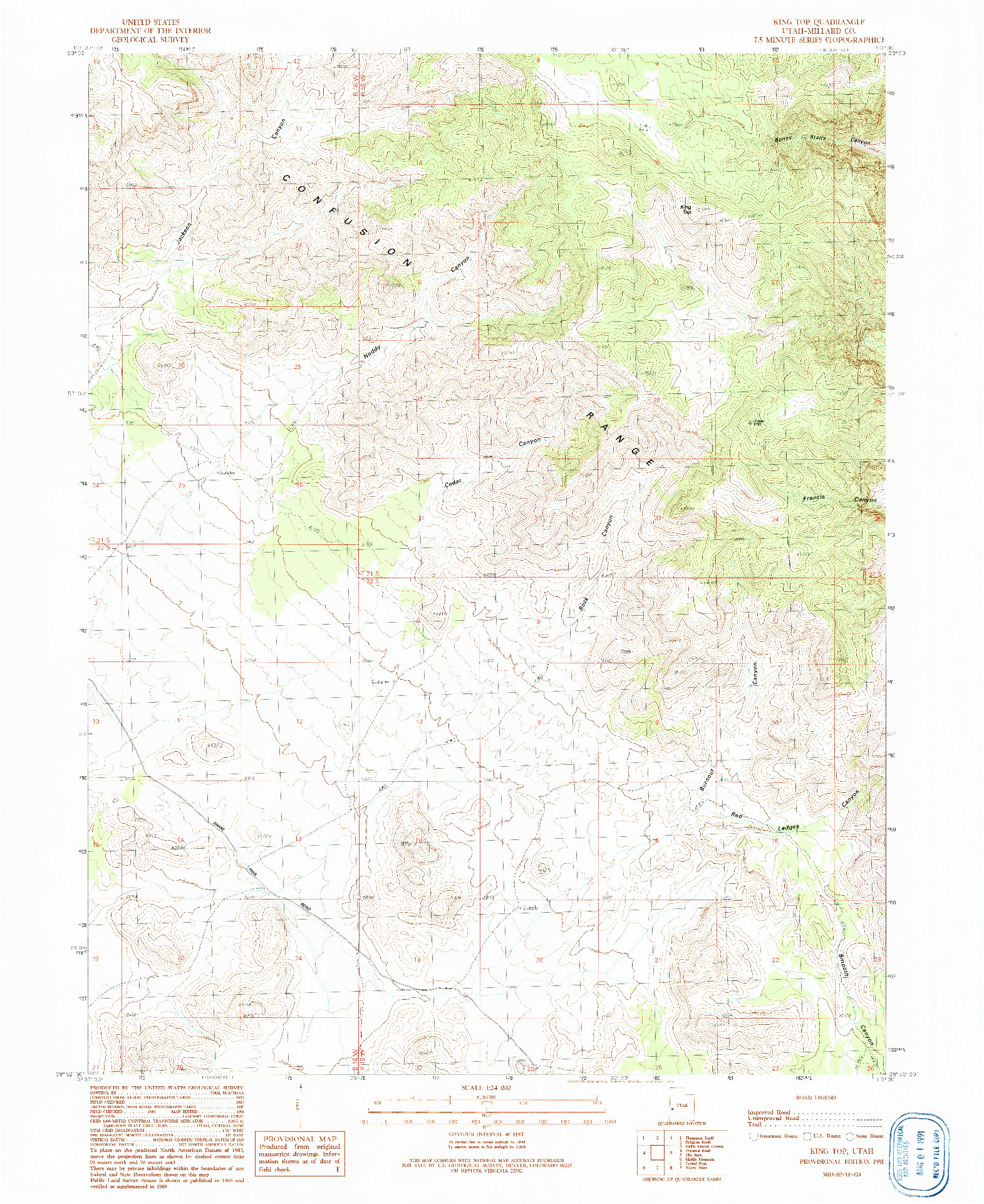 USGS 1:24000-SCALE QUADRANGLE FOR KING TOP, UT 1991