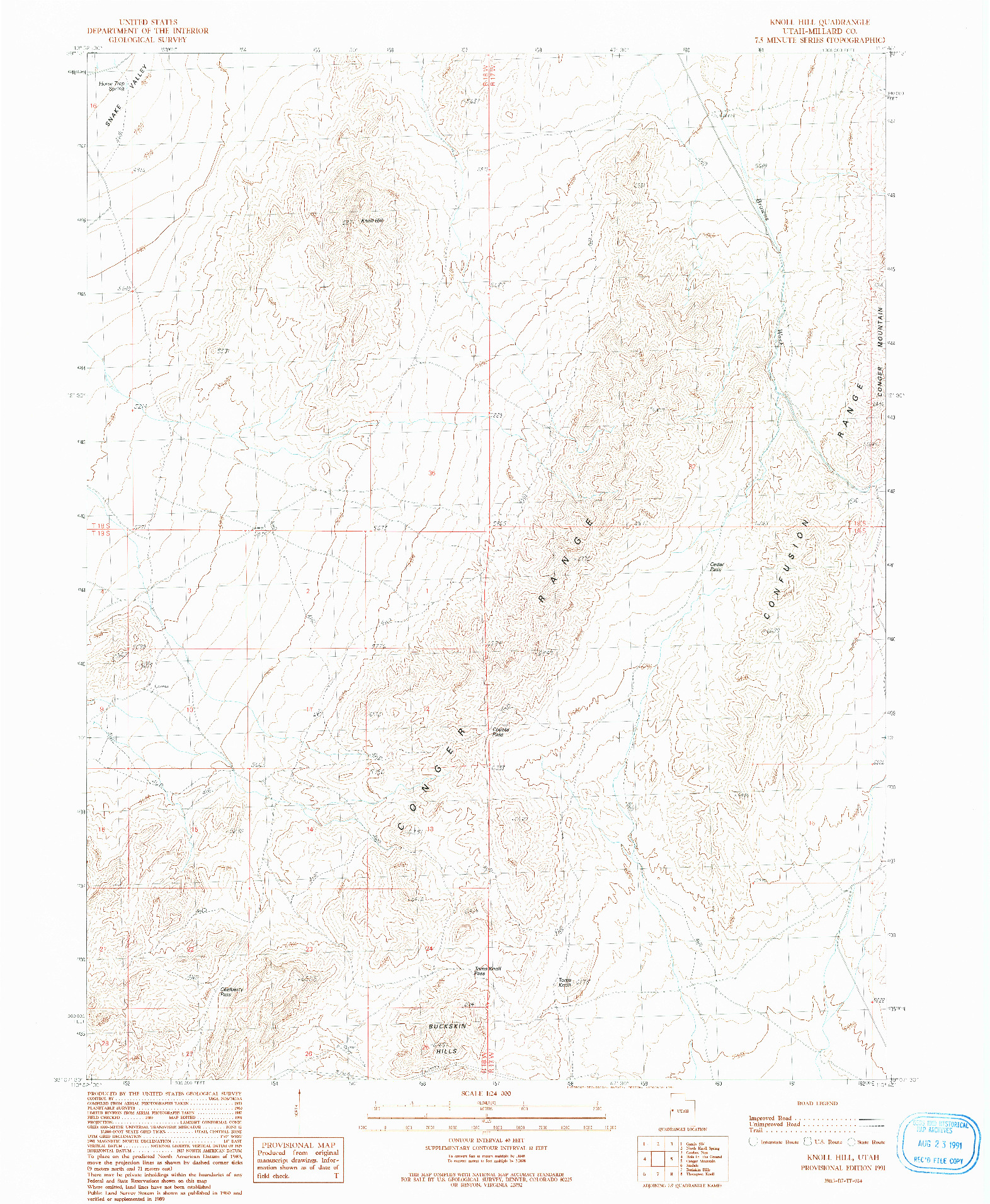 USGS 1:24000-SCALE QUADRANGLE FOR KNOLL HILL, UT 1991