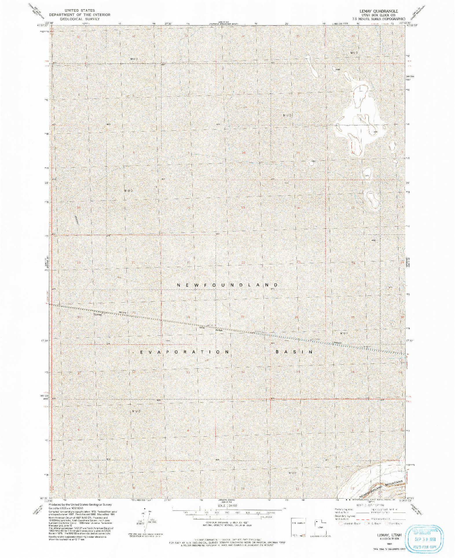 USGS 1:24000-SCALE QUADRANGLE FOR LEMAY, UT 1991