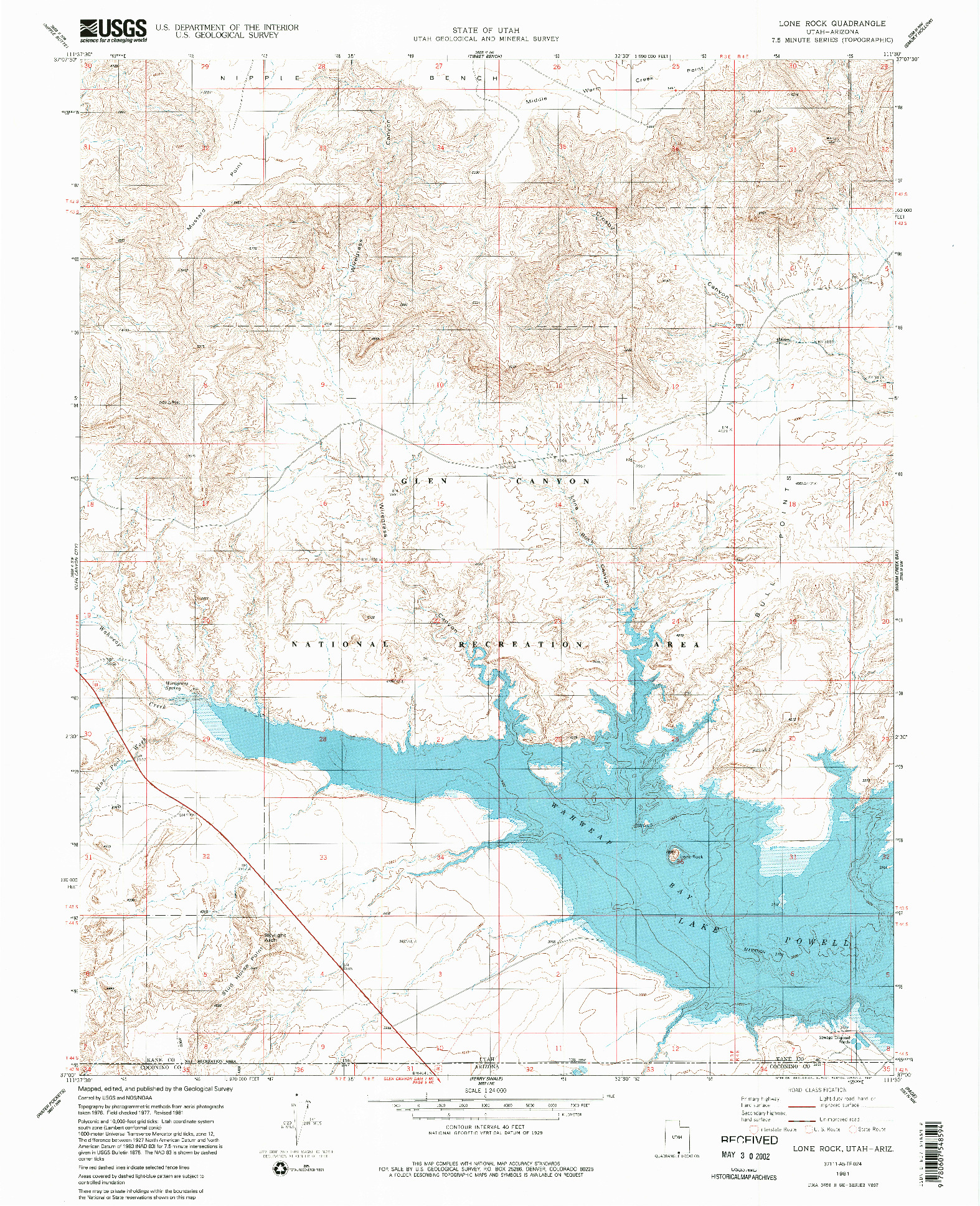 USGS 1:24000-SCALE QUADRANGLE FOR LONE ROCK, UT 1981
