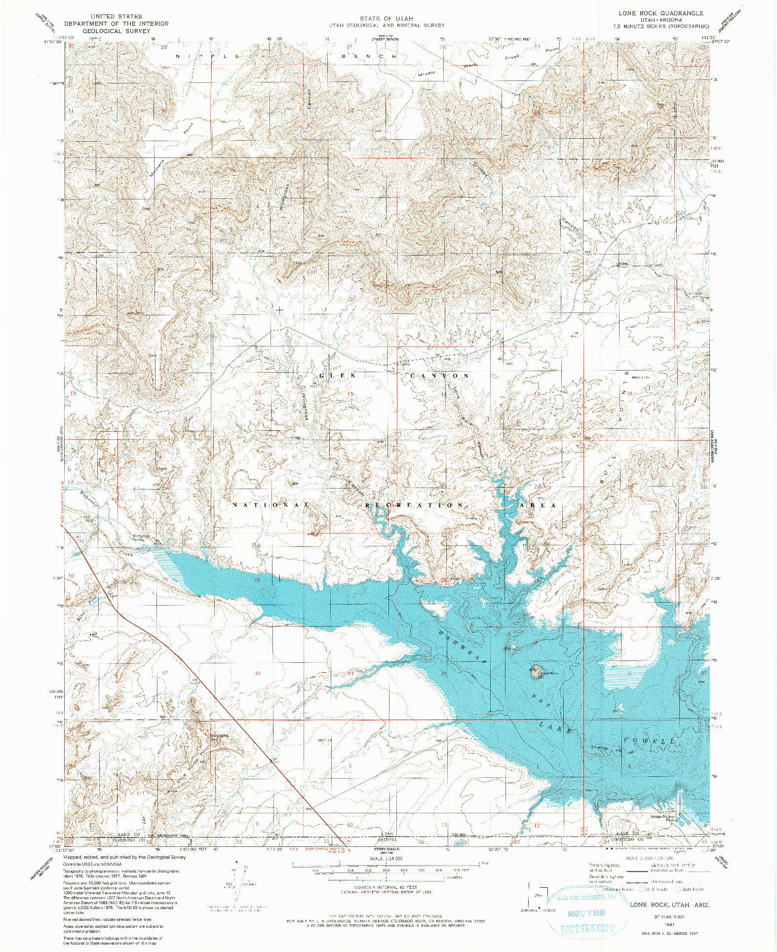 USGS 1:24000-SCALE QUADRANGLE FOR LONE ROCK, UT 1981