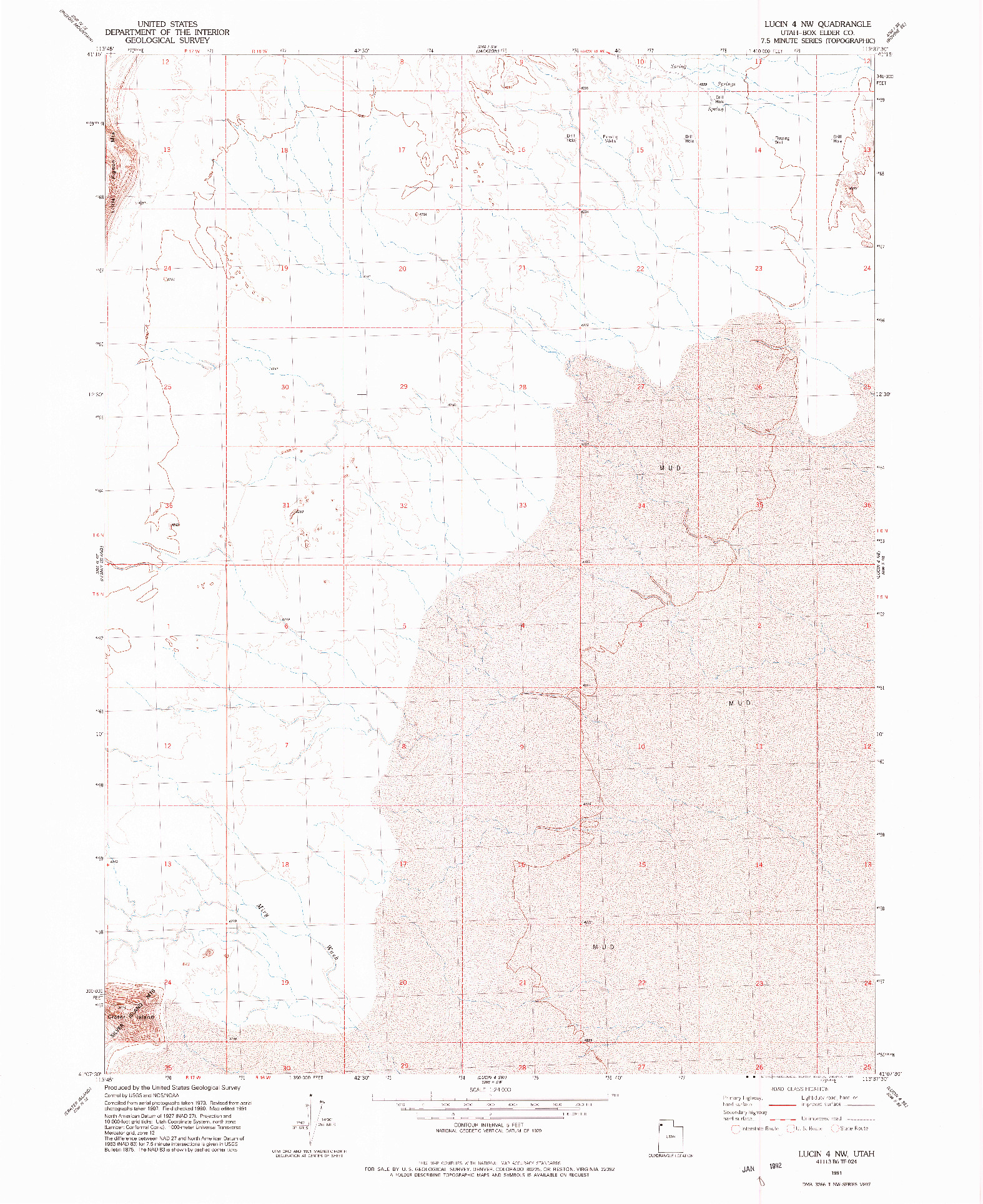 USGS 1:24000-SCALE QUADRANGLE FOR LUCIN 4 NW, UT 1991