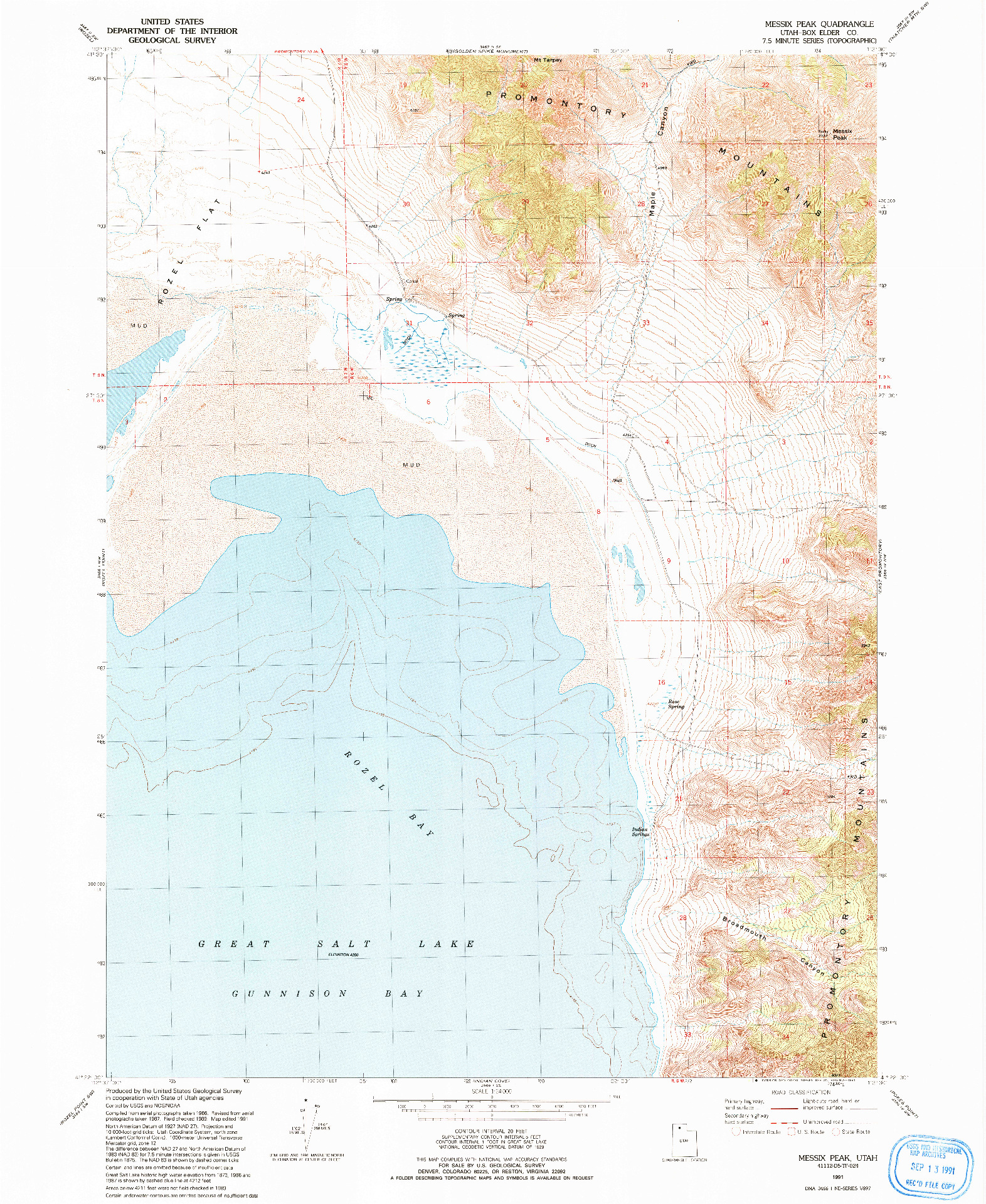 USGS 1:24000-SCALE QUADRANGLE FOR MESSIX PEAK, UT 1991