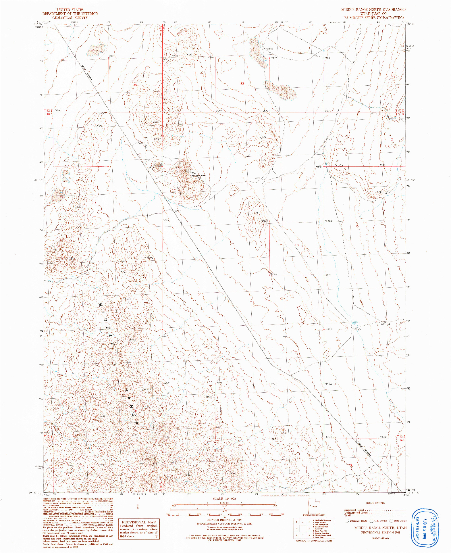 USGS 1:24000-SCALE QUADRANGLE FOR MIDDLE RANGE NORTH, UT 1991