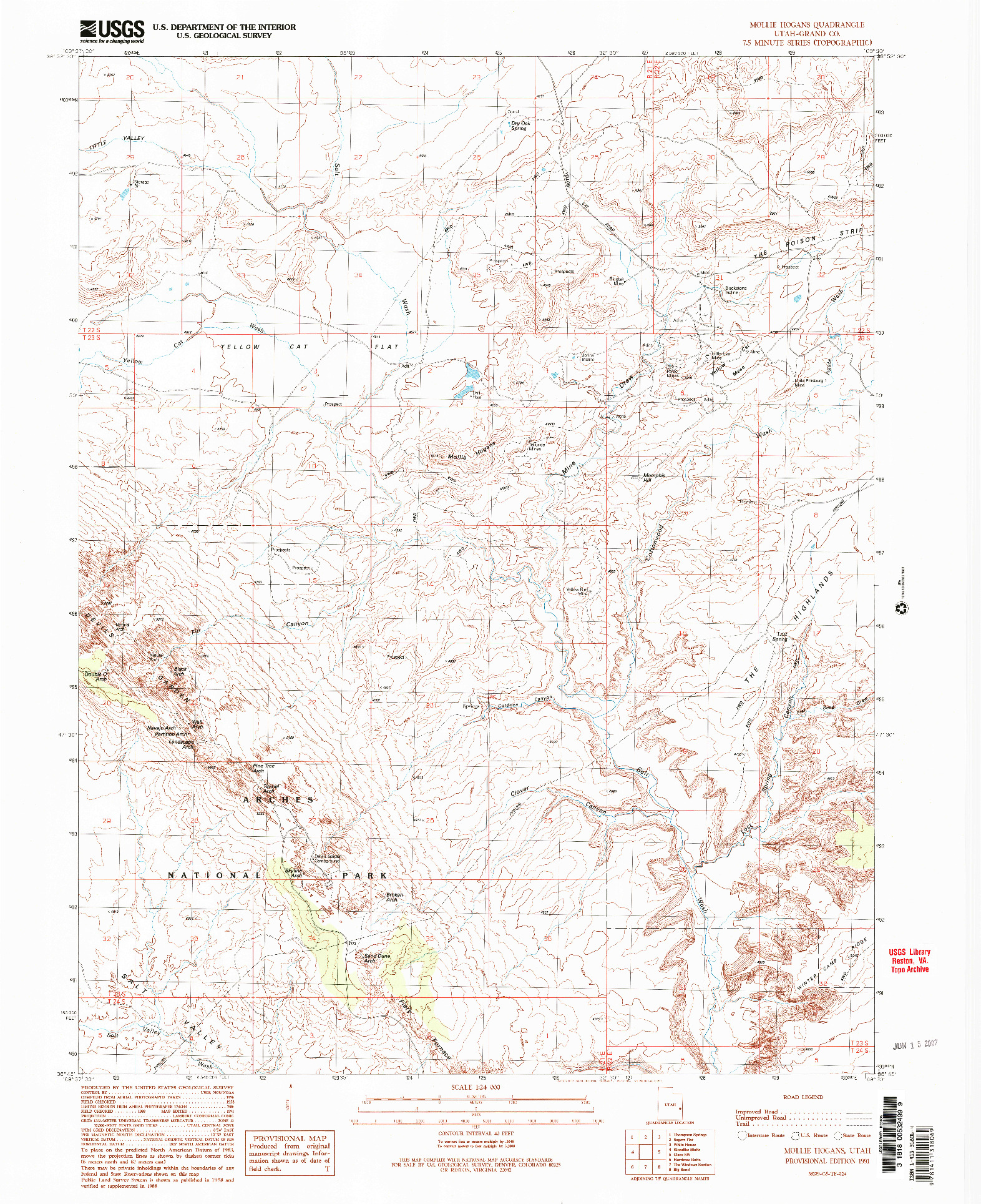 USGS 1:24000-SCALE QUADRANGLE FOR MOLLIE HOGANS, UT 1991