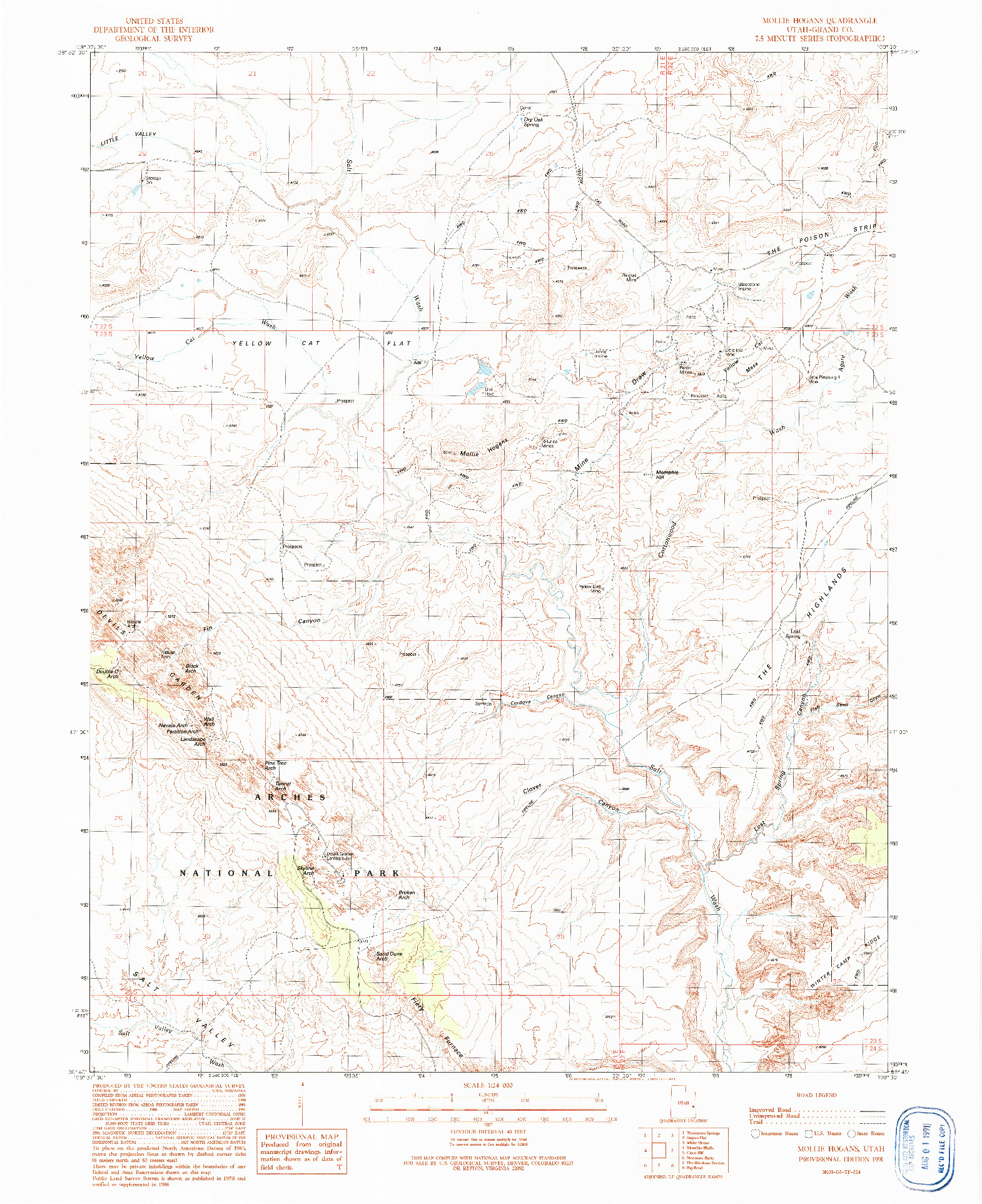 USGS 1:24000-SCALE QUADRANGLE FOR MOLLIE HOGANS, UT 1991