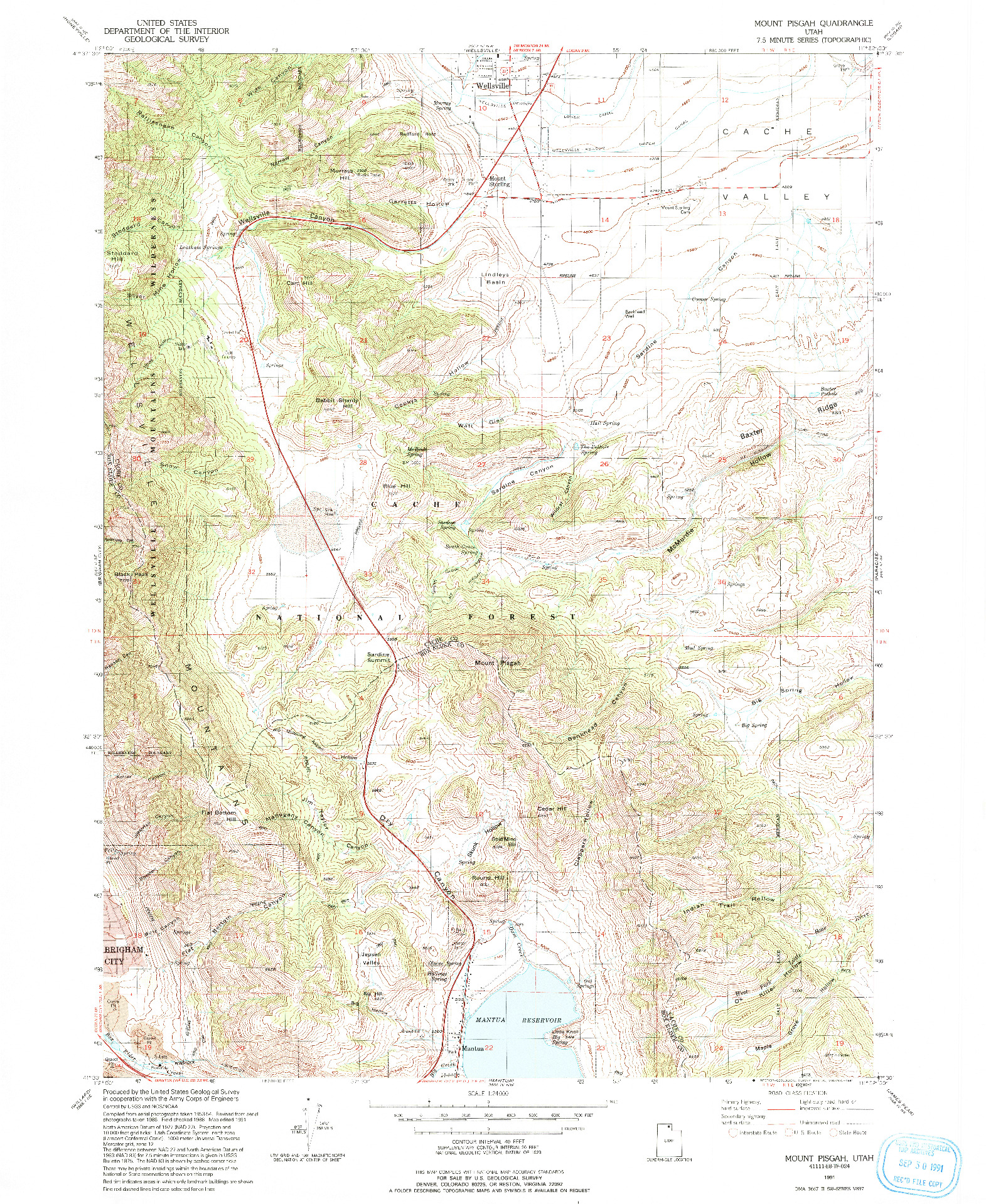 USGS 1:24000-SCALE QUADRANGLE FOR MOUNT PISGAH, UT 1991