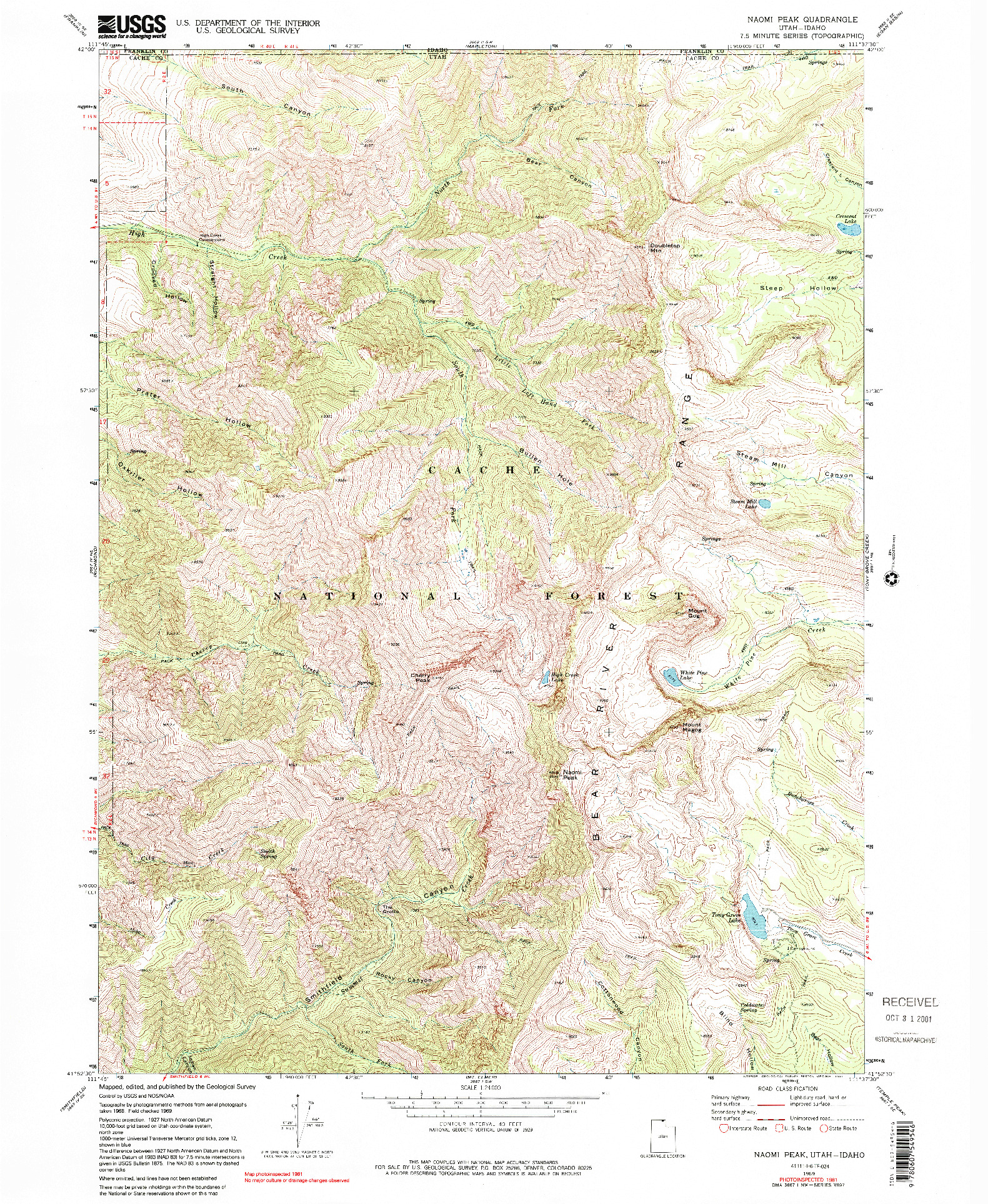 USGS 1:24000-SCALE QUADRANGLE FOR NAOMI PEAK, UT 1969