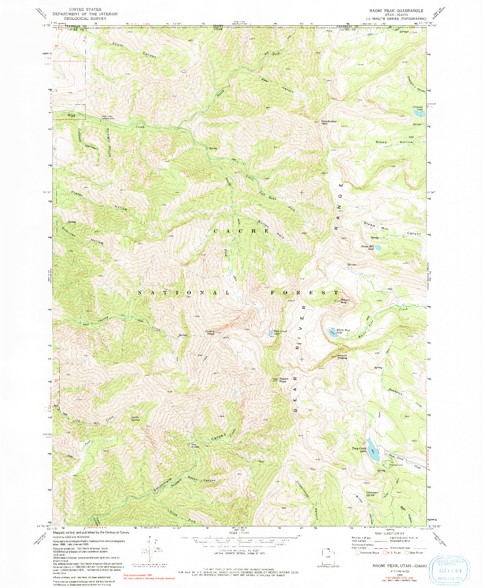 USGS 1:24000-SCALE QUADRANGLE FOR NAOMI PEAK, UT 1969