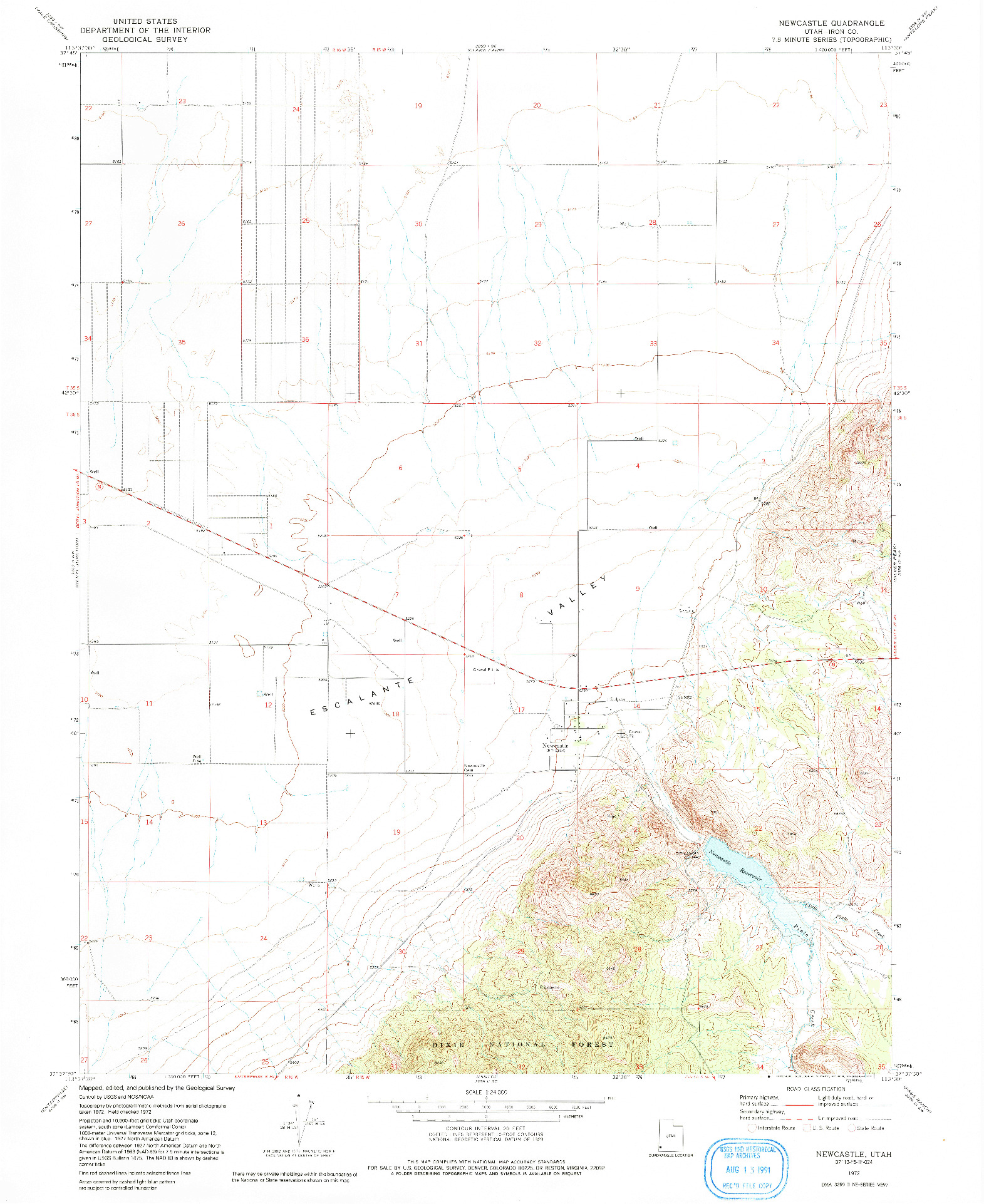 USGS 1:24000-SCALE QUADRANGLE FOR NEWCASTLE, UT 1972