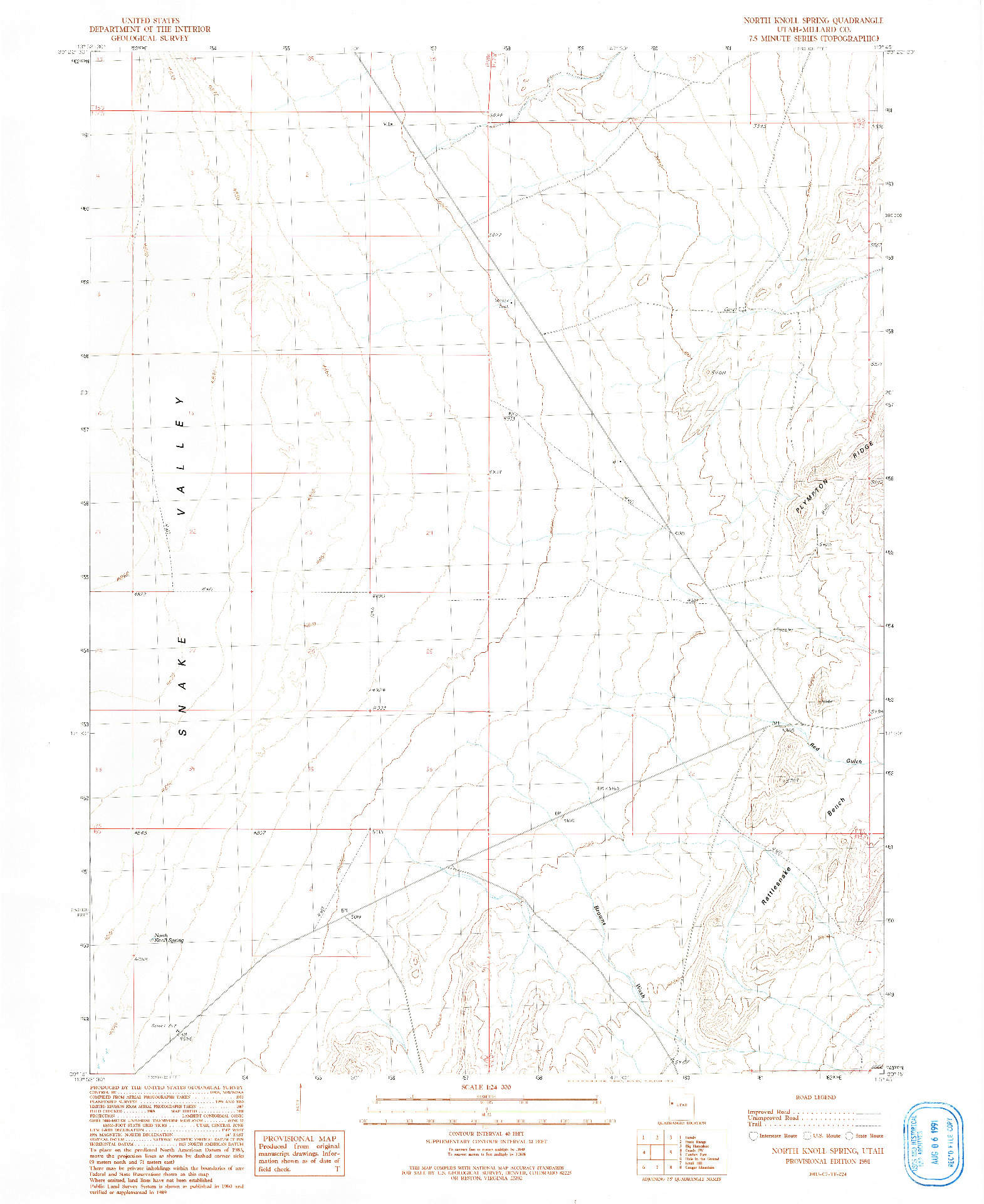 USGS 1:24000-SCALE QUADRANGLE FOR NORTH KNOLL SPRING, UT 1991