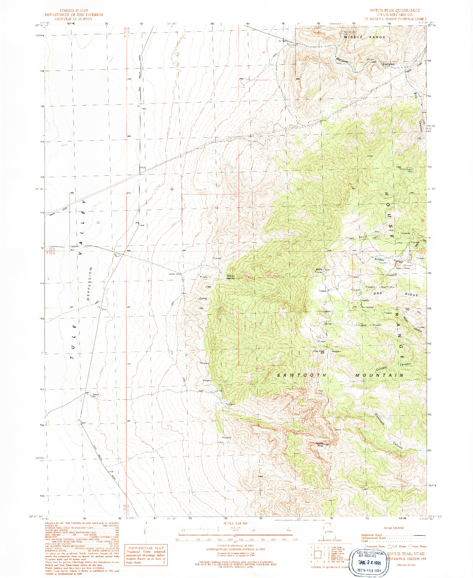 USGS 1:24000-SCALE QUADRANGLE FOR NOTCH PEAK, UT 1991