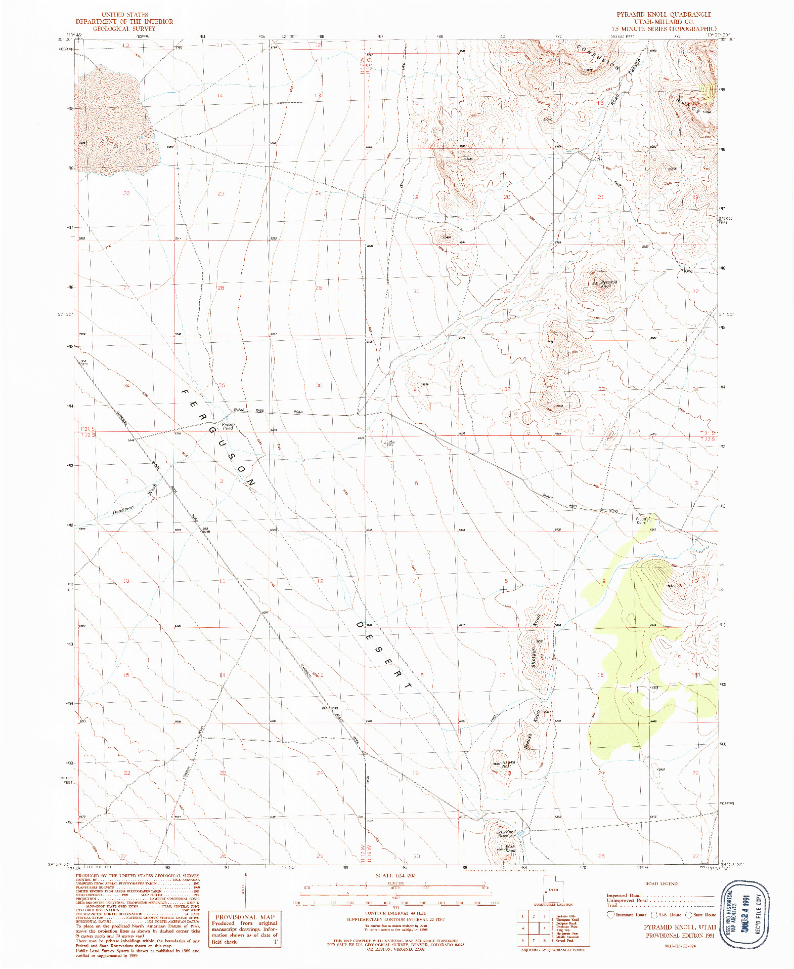 USGS 1:24000-SCALE QUADRANGLE FOR PYRAMID KNOLL, UT 1991