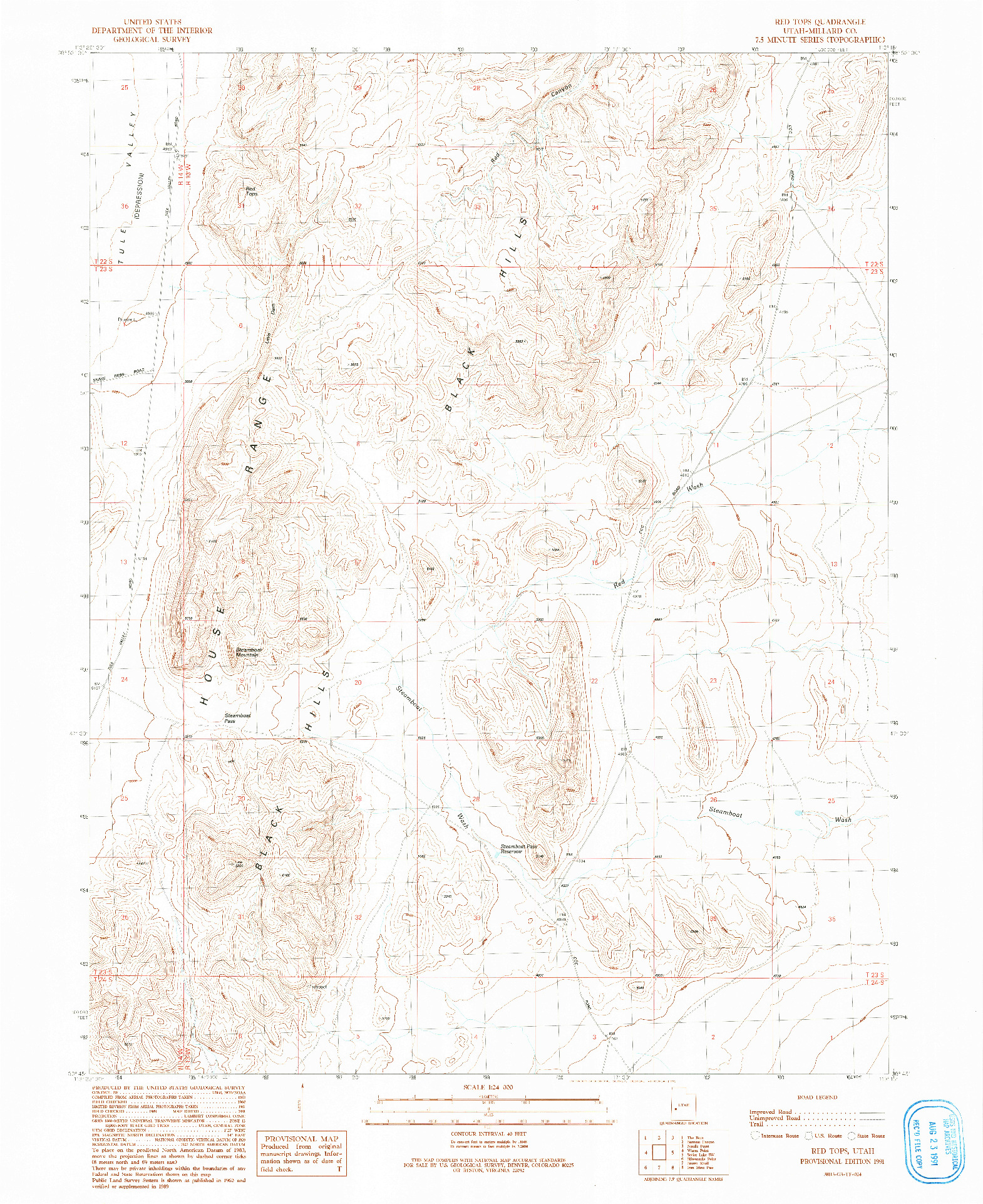 USGS 1:24000-SCALE QUADRANGLE FOR RED TOPS, UT 1991