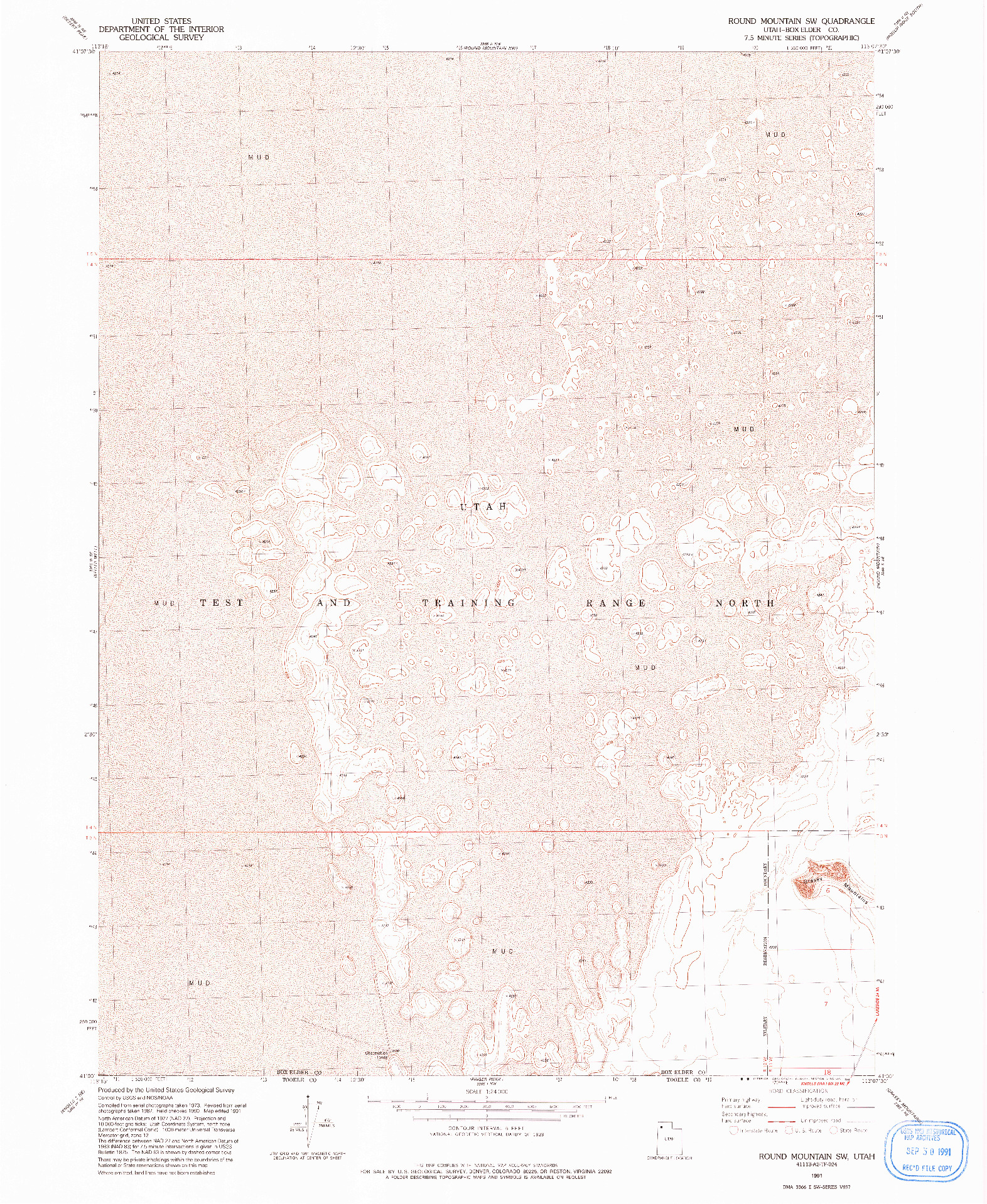 USGS 1:24000-SCALE QUADRANGLE FOR ROUND MOUNTAIN SW, UT 1991