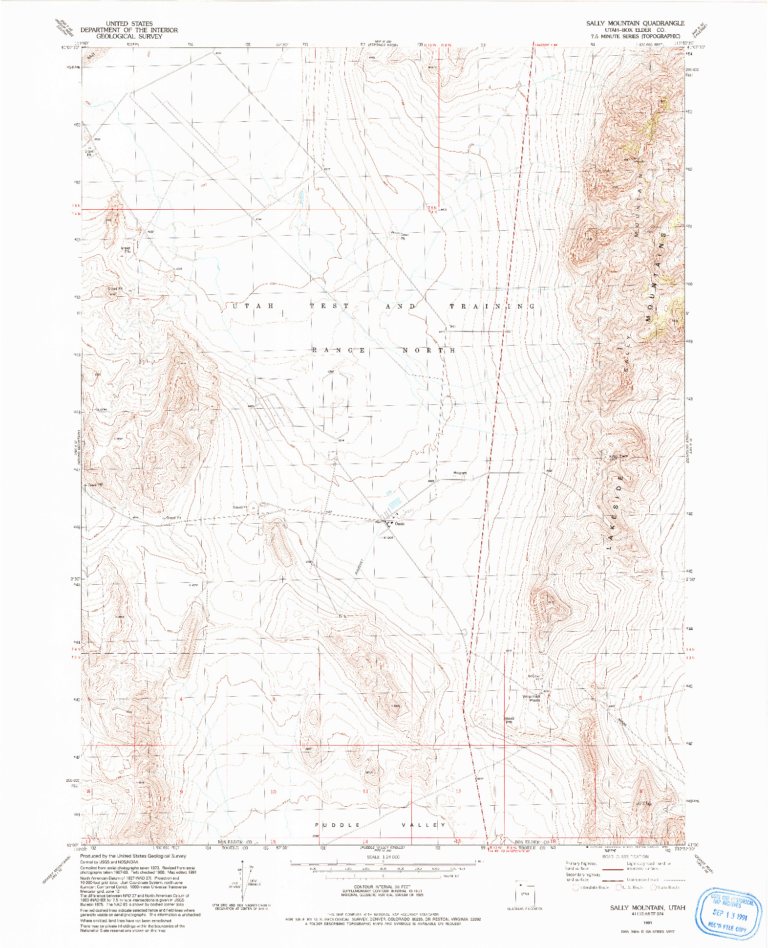 USGS 1:24000-SCALE QUADRANGLE FOR SALLY MOUNTAIN, UT 1991