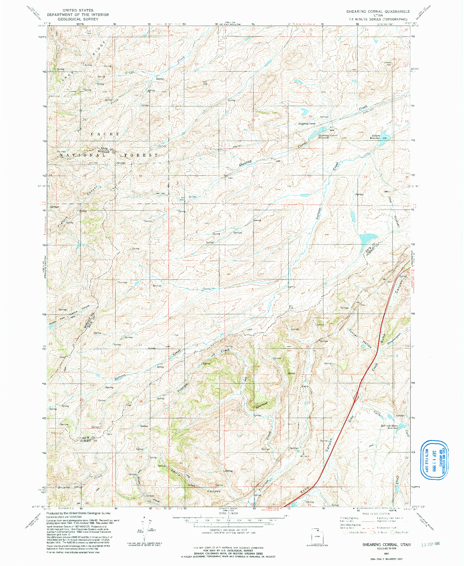 USGS 1:24000-SCALE QUADRANGLE FOR SHEARING CORRAL, UT 1991