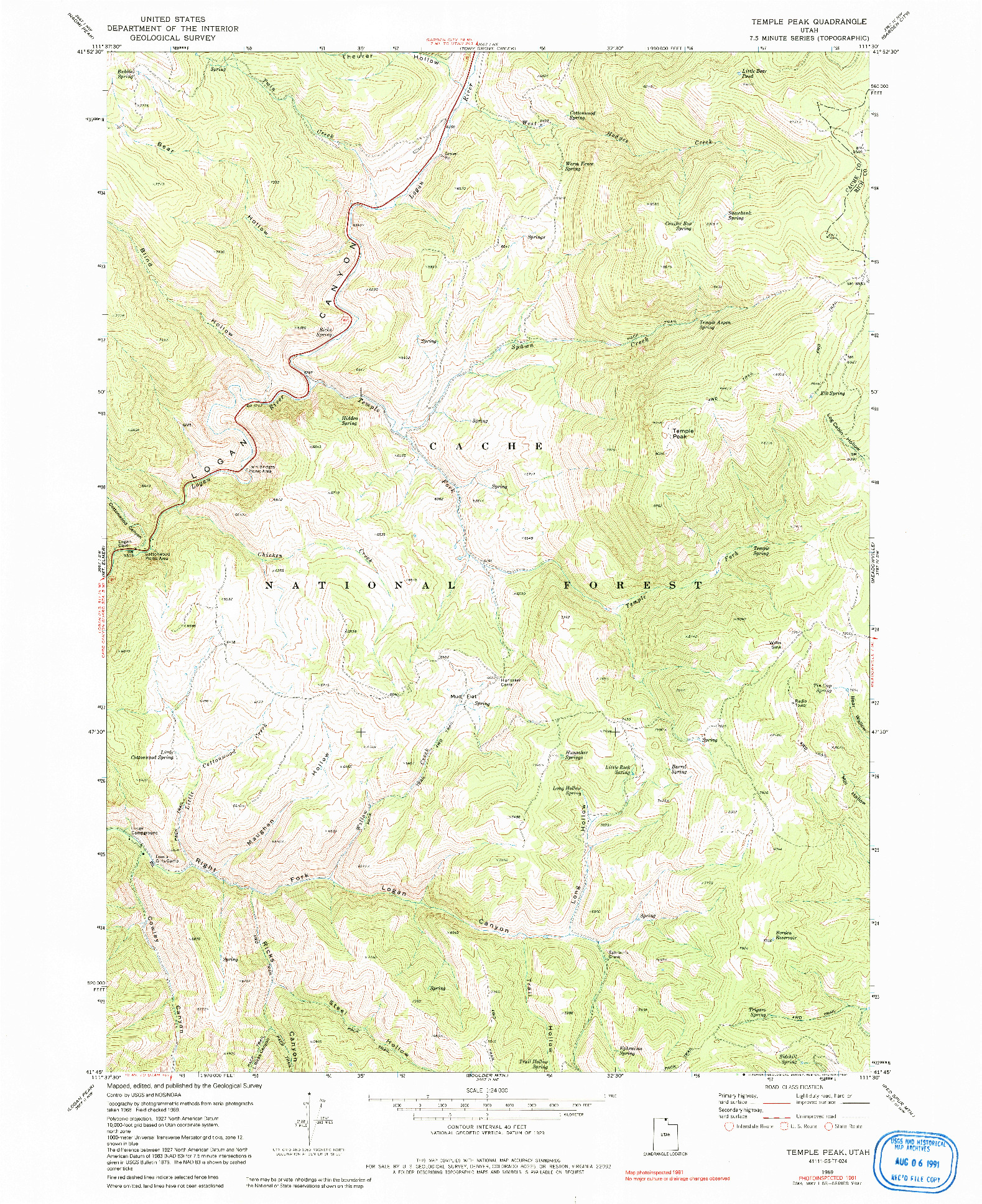 USGS 1:24000-SCALE QUADRANGLE FOR TEMPLE PEAK, UT 1969