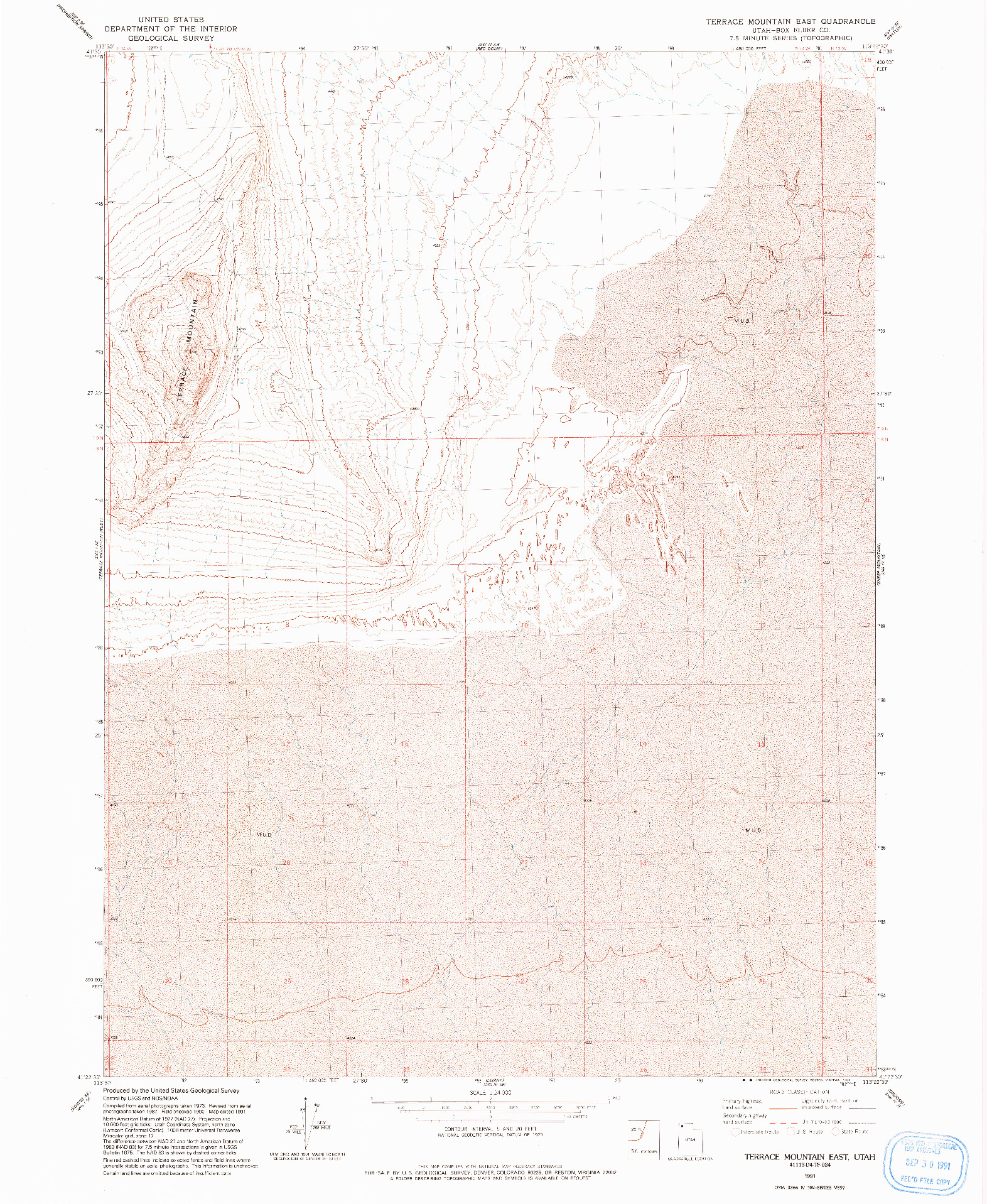 USGS 1:24000-SCALE QUADRANGLE FOR TERRACE MOUNTAIN EAST, UT 1991