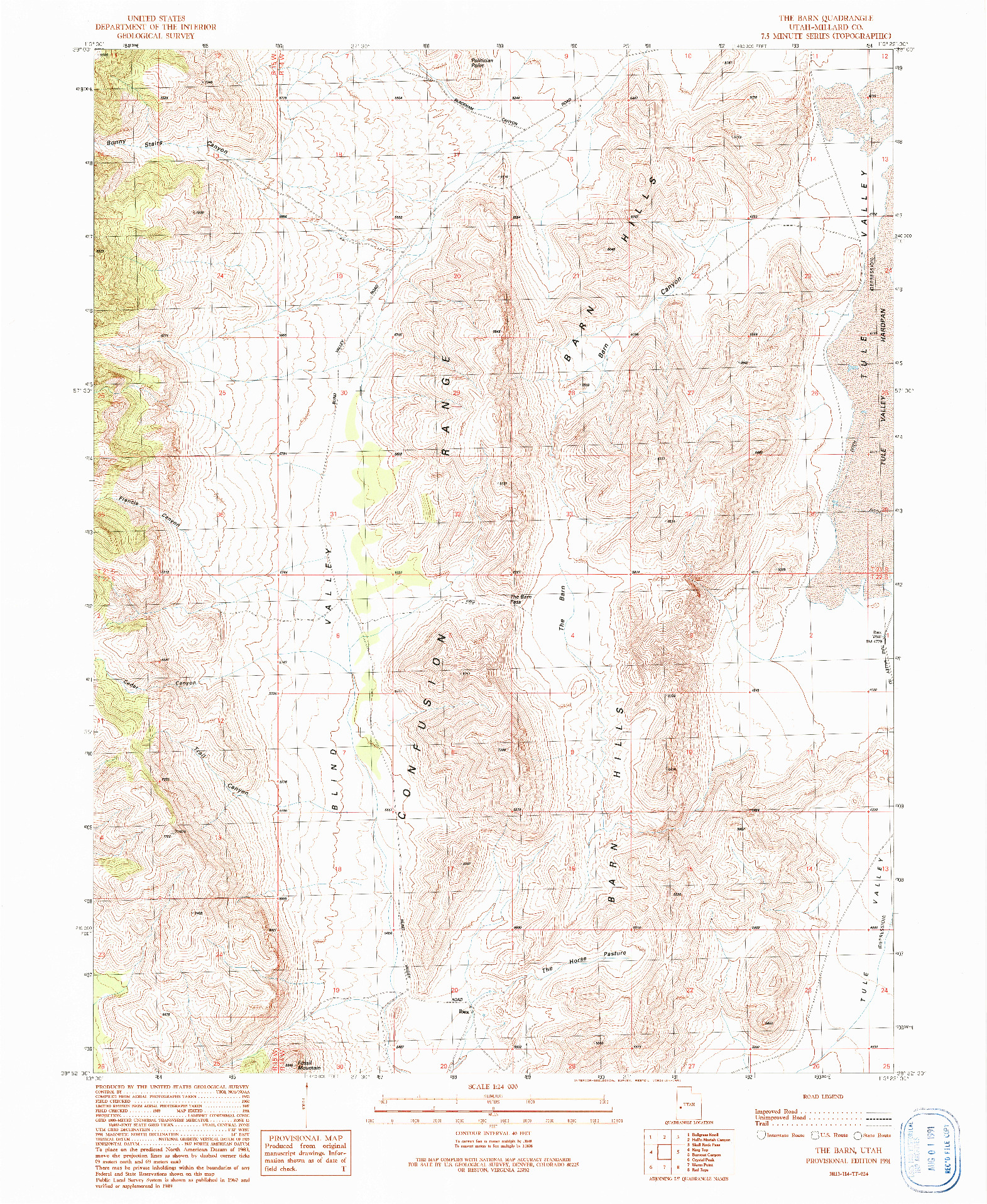USGS 1:24000-SCALE QUADRANGLE FOR THE BARN, UT 1991
