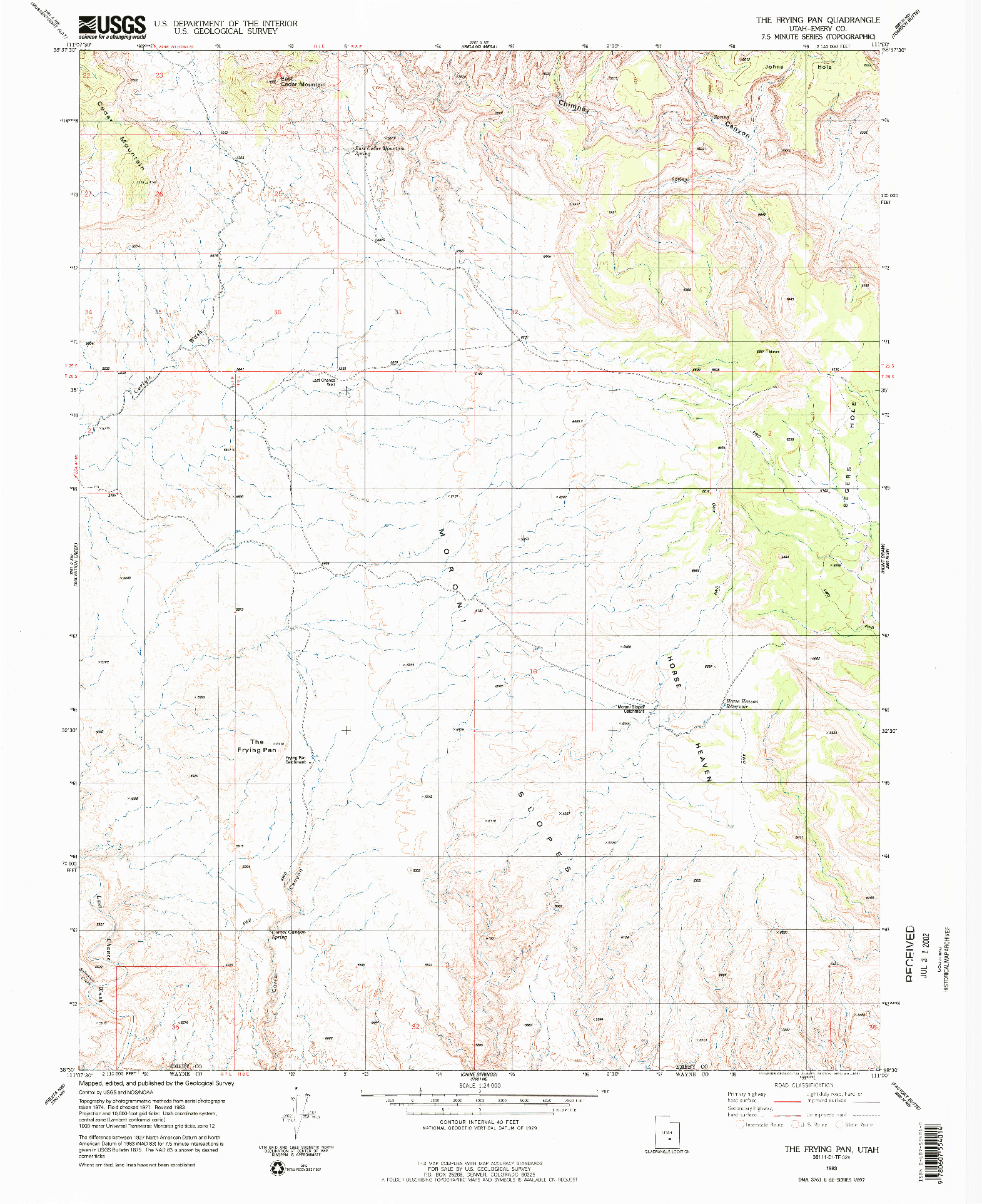 USGS 1:24000-SCALE QUADRANGLE FOR THE FRYING PAN, UT 1983