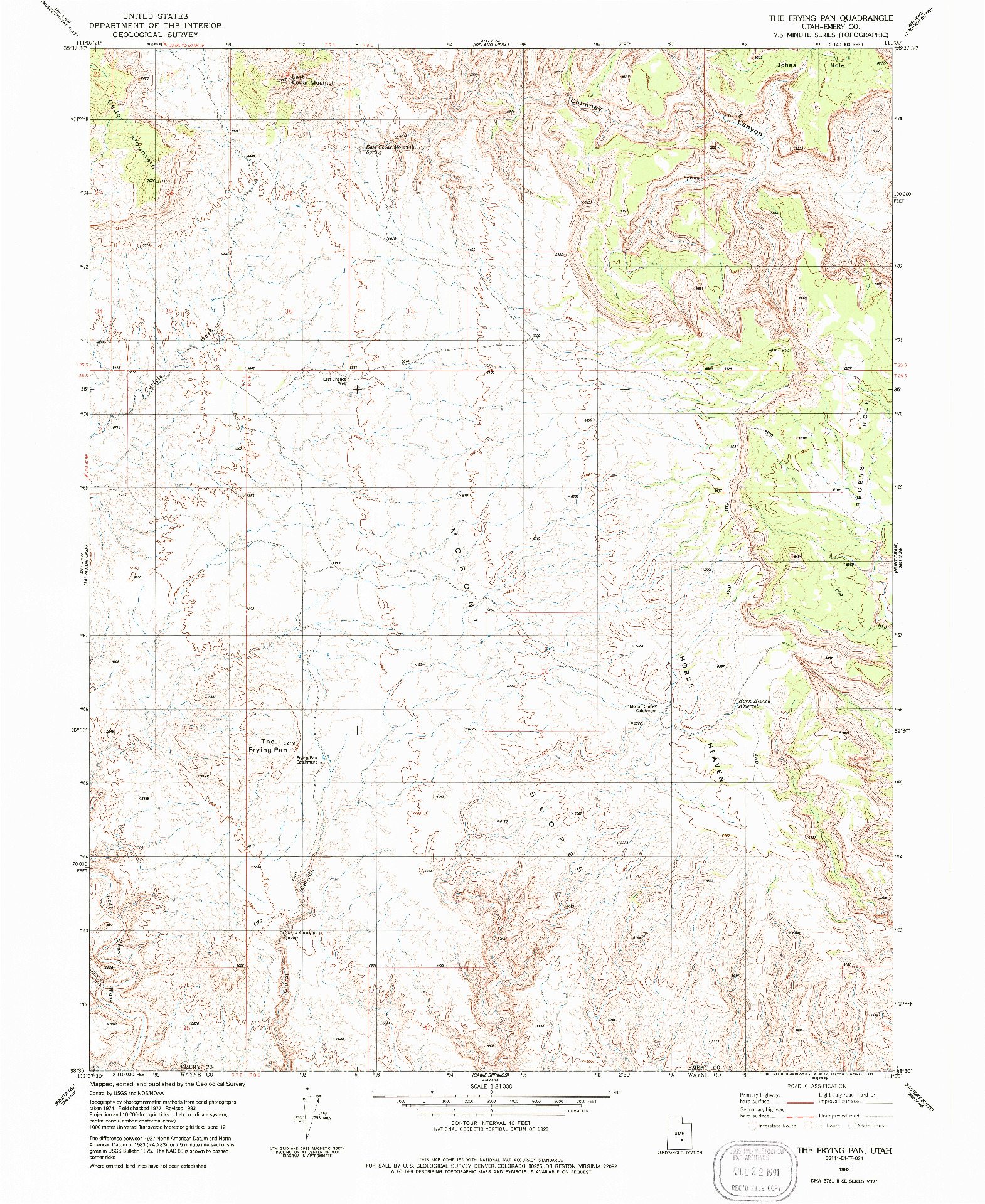 USGS 1:24000-SCALE QUADRANGLE FOR THE FRYING PAN, UT 1983