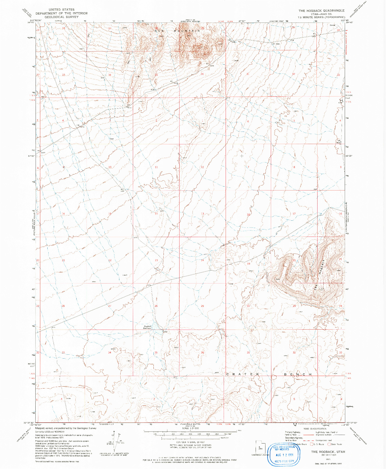 USGS 1:24000-SCALE QUADRANGLE FOR THE HOGBACK, UT 1971