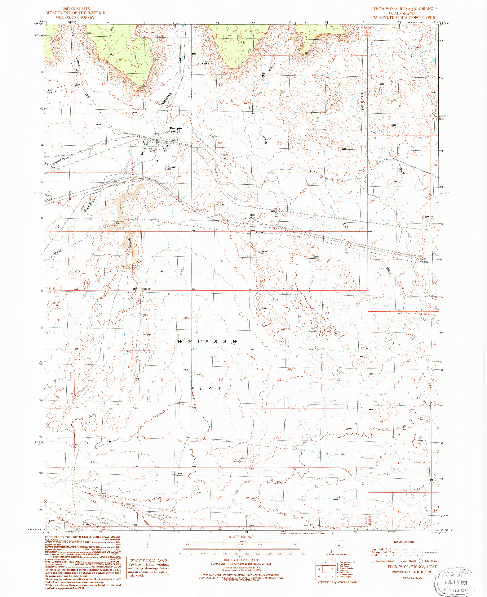 USGS 1:24000-SCALE QUADRANGLE FOR THOMPSON SPRINGS, UT 1991