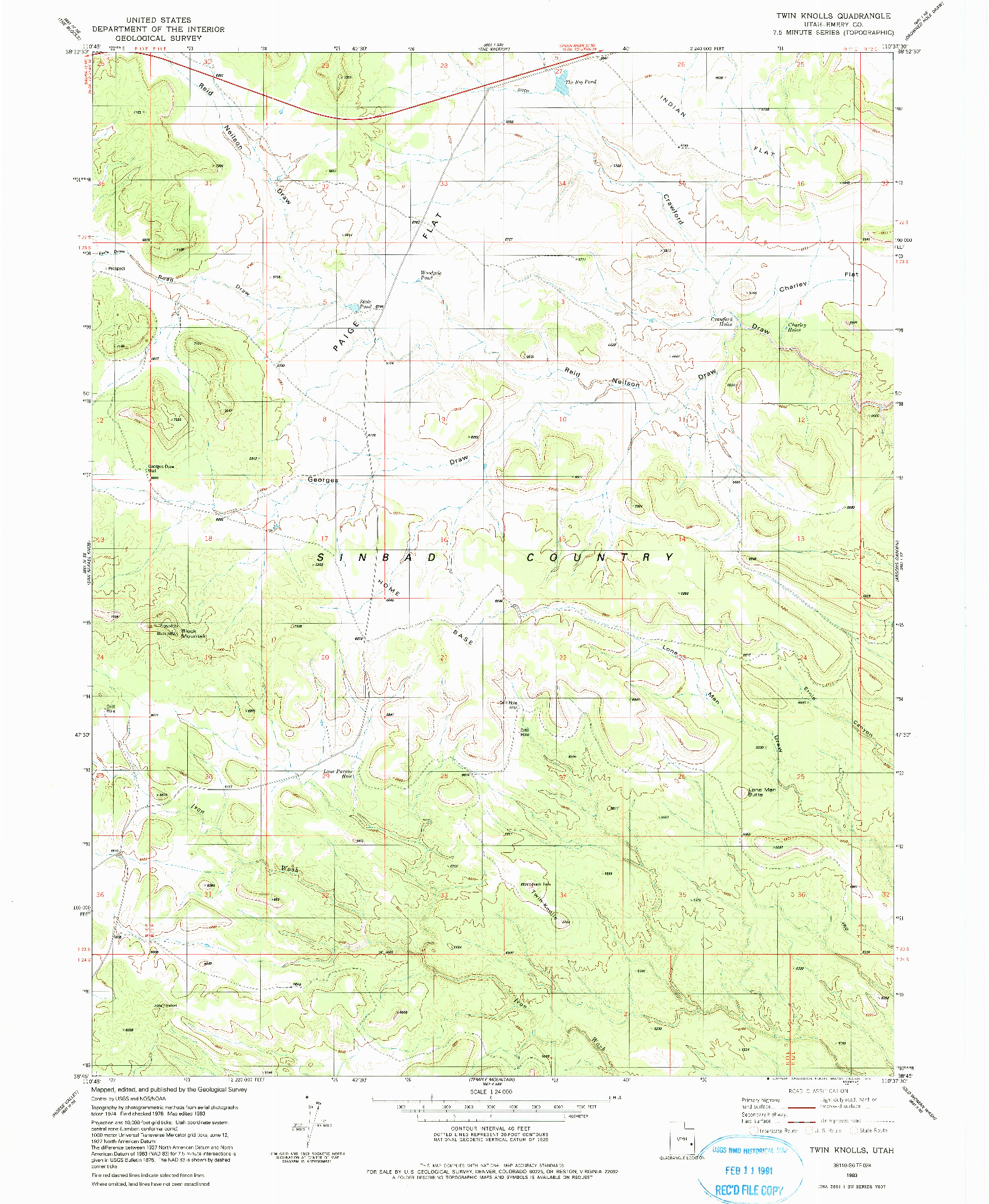 USGS 1:24000-SCALE QUADRANGLE FOR TWIN KNOLLS, UT 1983