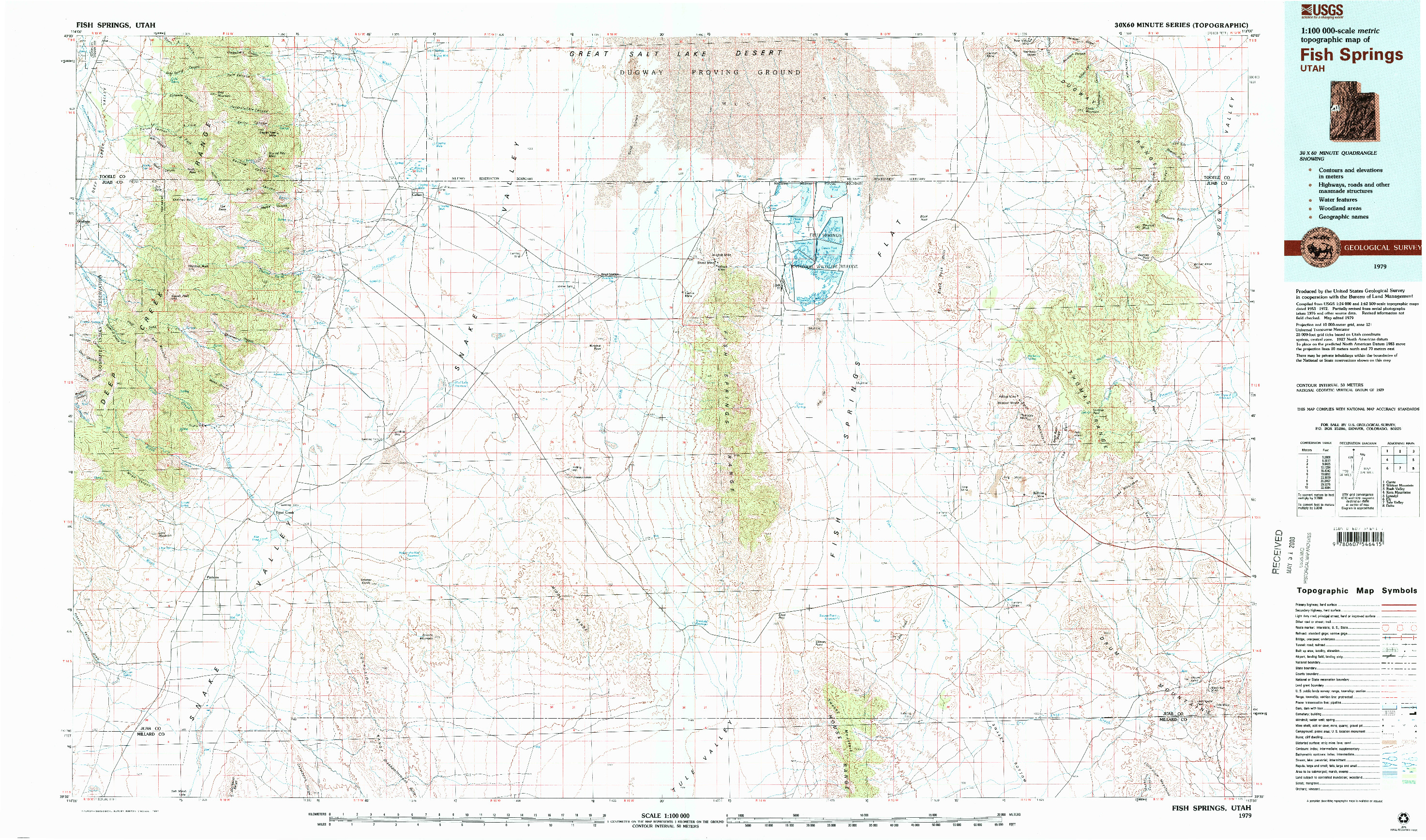 USGS 1:100000-SCALE QUADRANGLE FOR FISH SPRINGS, UT 1979