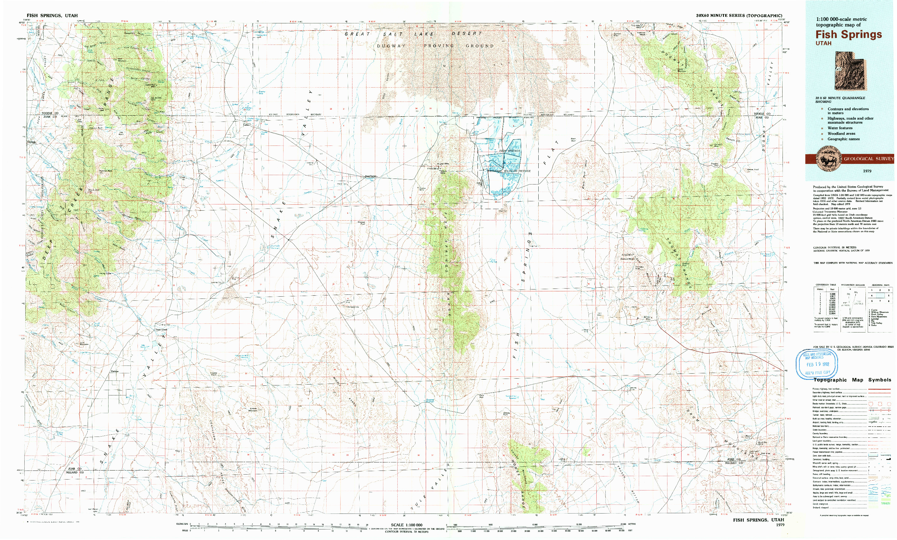 USGS 1:100000-SCALE QUADRANGLE FOR FISH SPRINGS, UT 1979