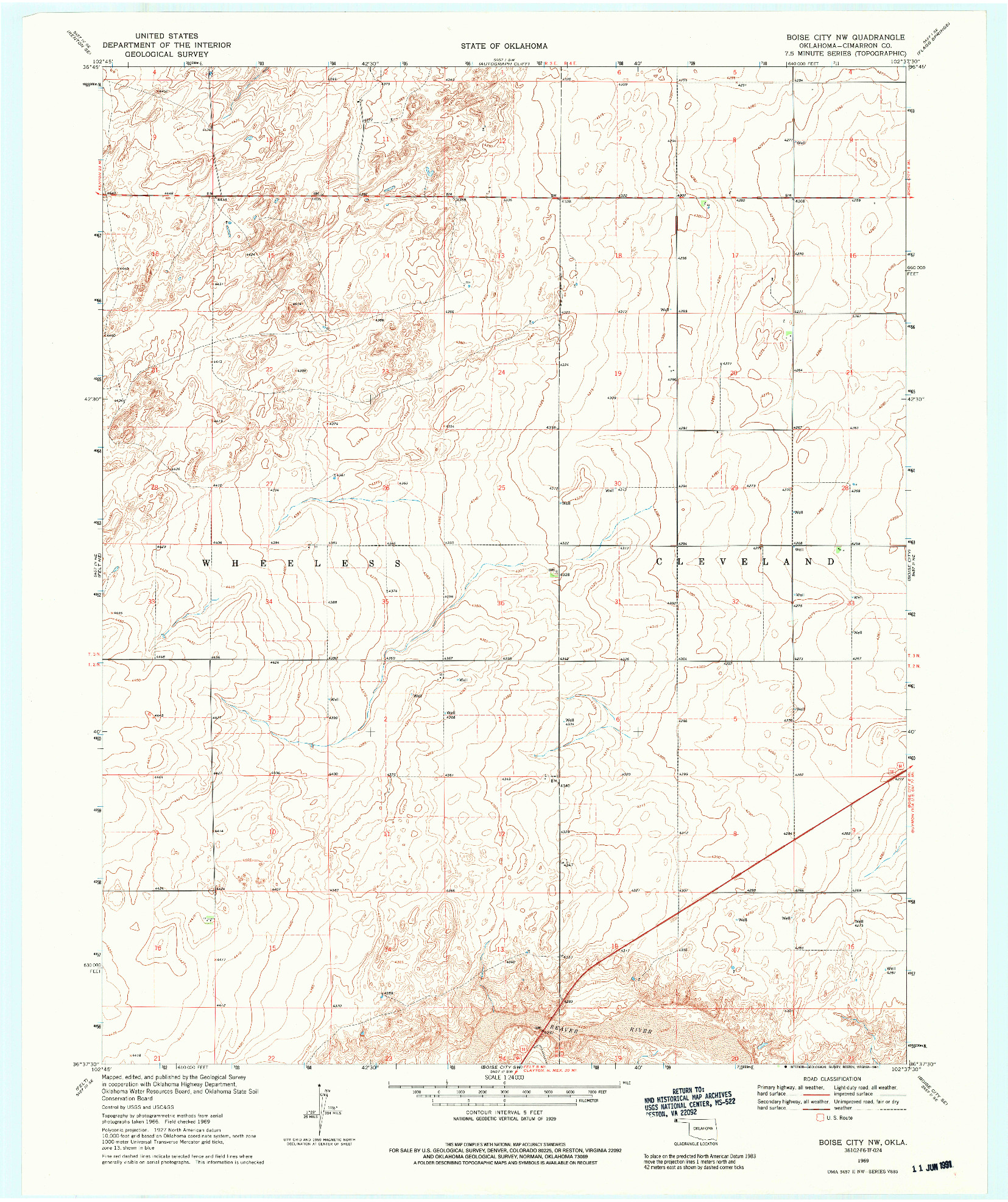 USGS 1:24000-SCALE QUADRANGLE FOR BOISE CITY NW, OK 1969