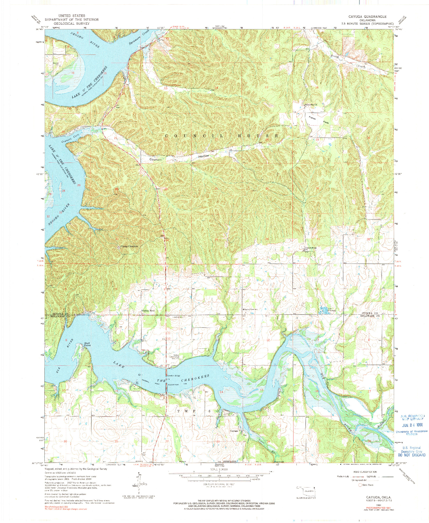 USGS 1:24000-SCALE QUADRANGLE FOR CAYUGA, OK 1964