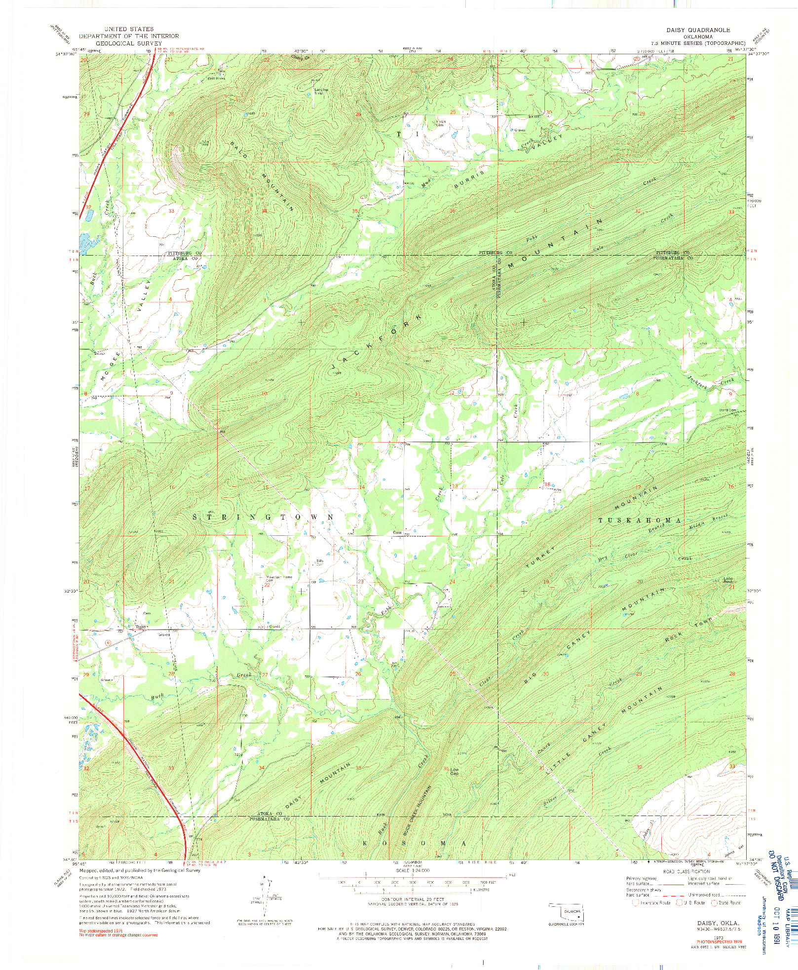 USGS 1:24000-SCALE QUADRANGLE FOR DAISY, OK 1973