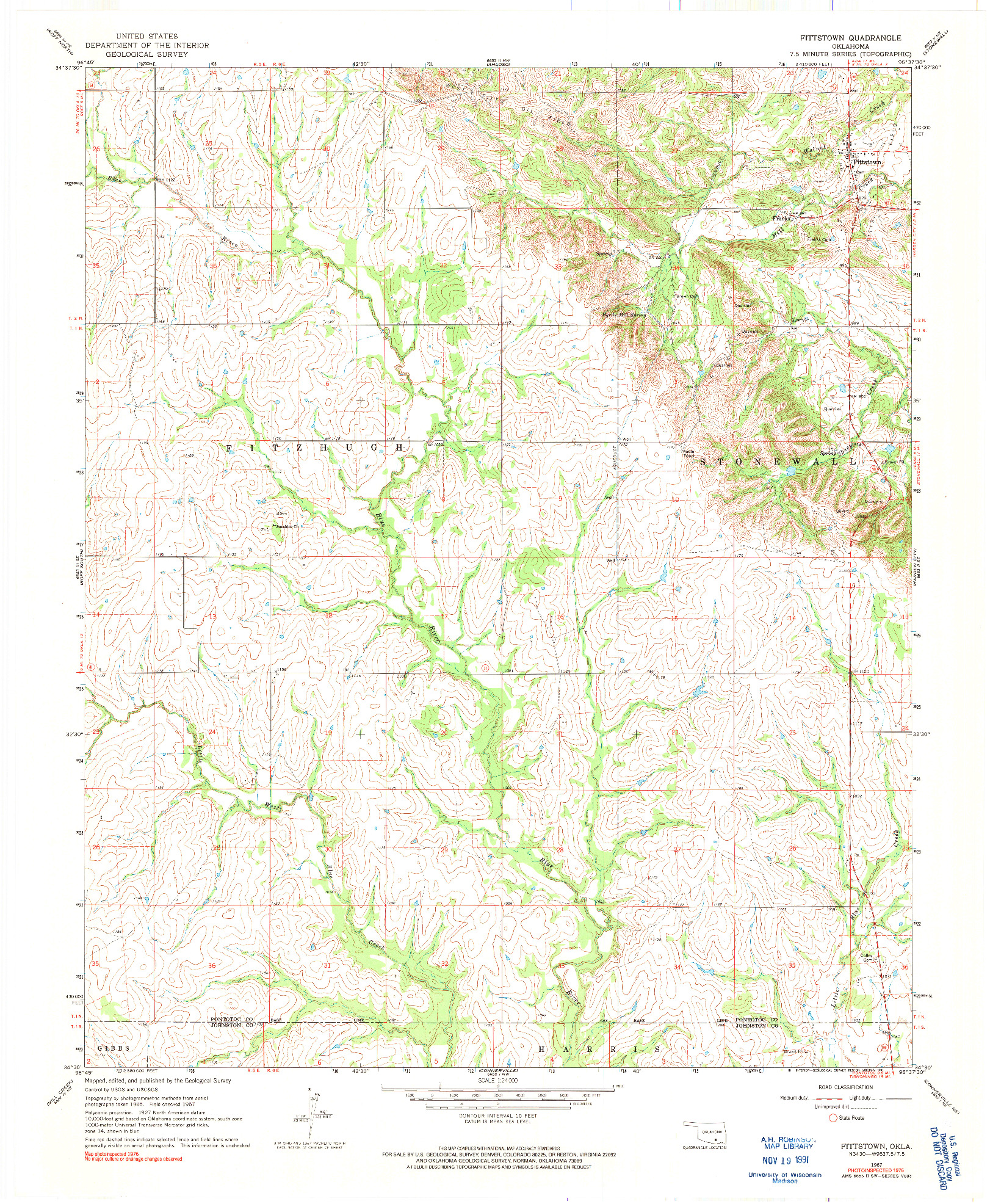 USGS 1:24000-SCALE QUADRANGLE FOR FITTSTOWN, OK 1967