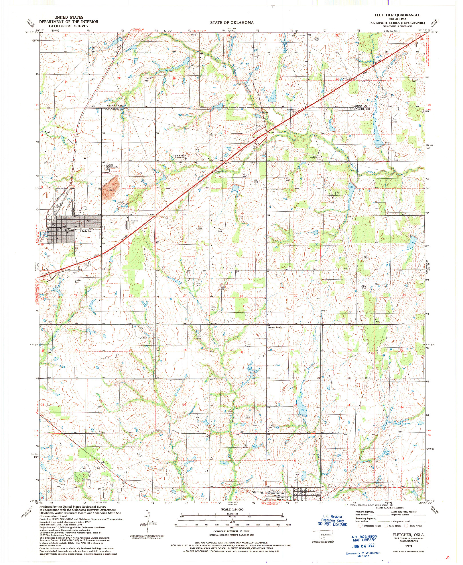 USGS 1:24000-SCALE QUADRANGLE FOR FLETCHER, OK 1991