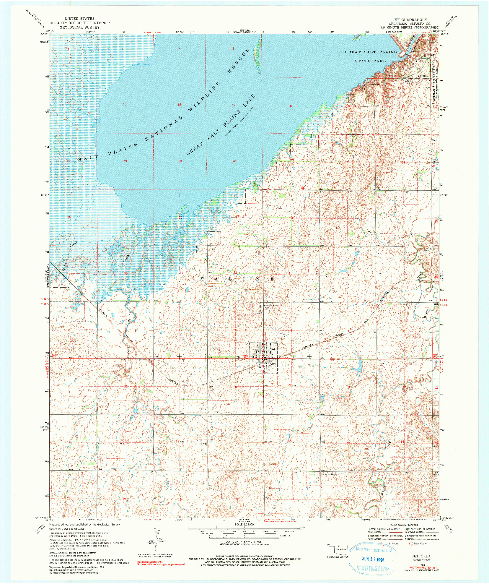 USGS 1:24000-SCALE QUADRANGLE FOR JET, OK 1969