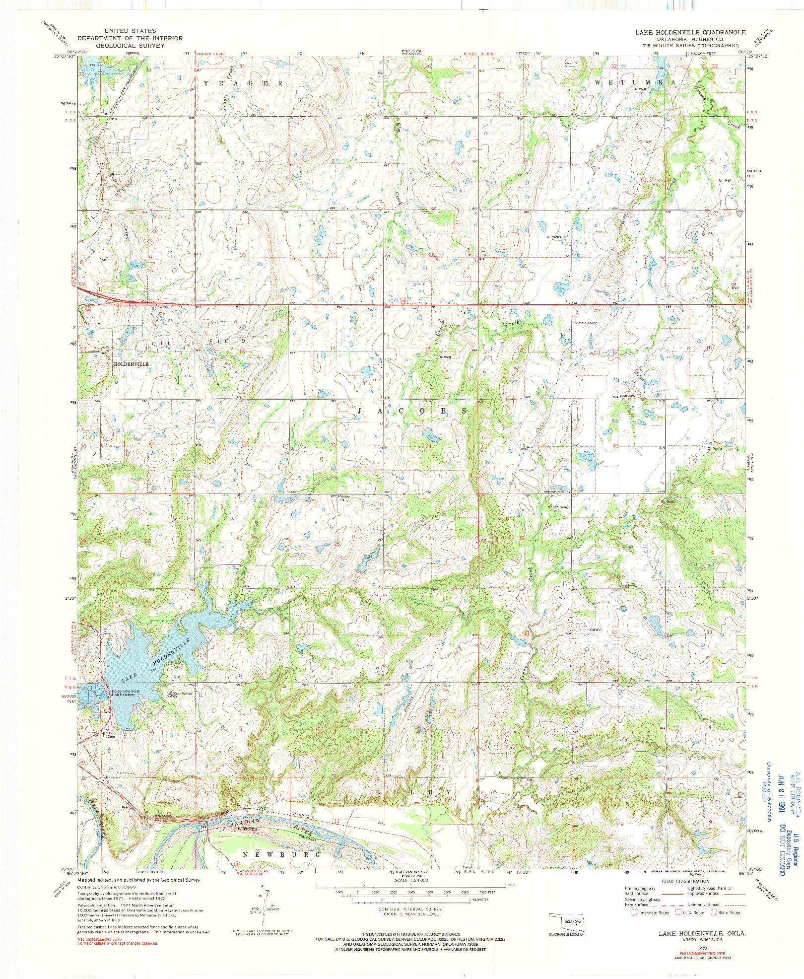 USGS 1:24000-SCALE QUADRANGLE FOR LAKE HOLDENVILLE, OK 1972